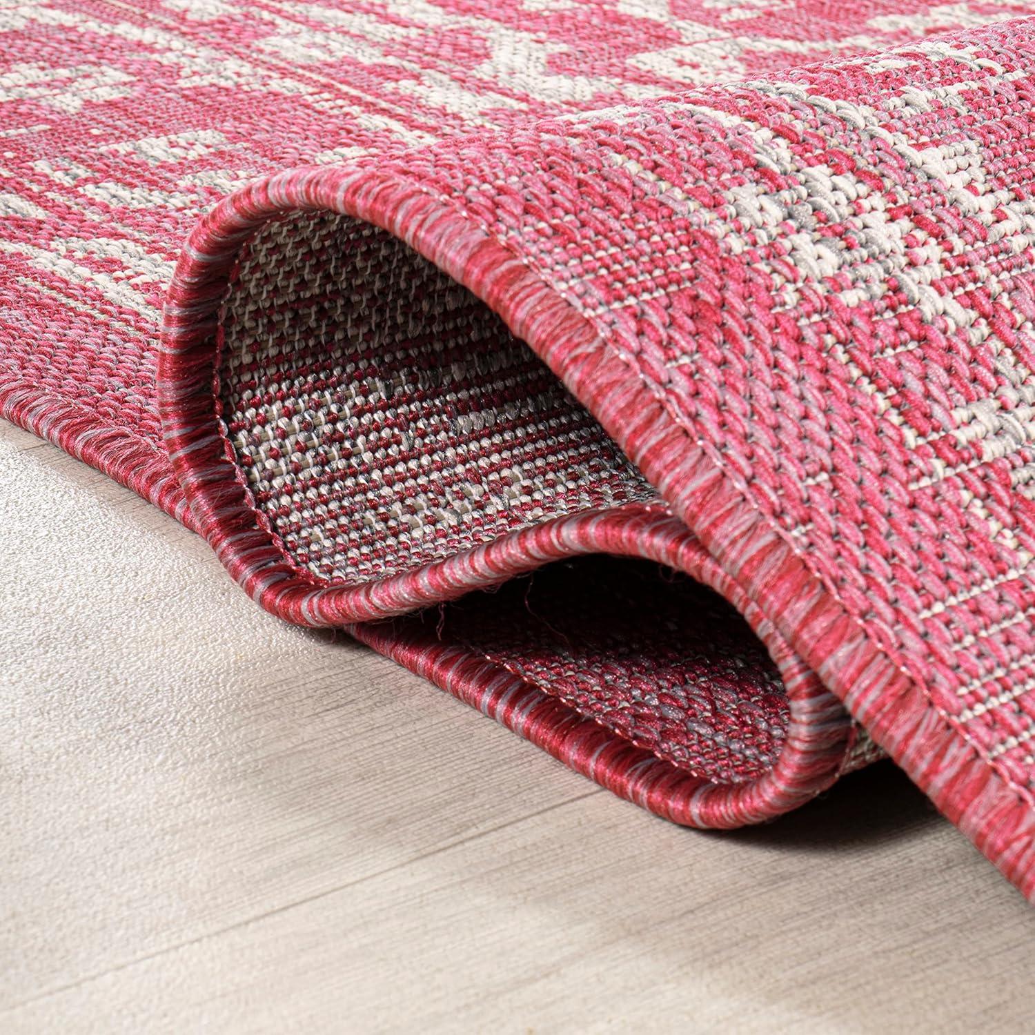 image:imageJONATHAN Y Boho Medallion Indoor Outdoor Area Rug 3X5 FuchsiaLight Gray Malta Textured Weave for Backyard Patio Porch EasyCleaning High Traffic PetFriendly NonShedding SMB104E3FuchsiaLight Gray