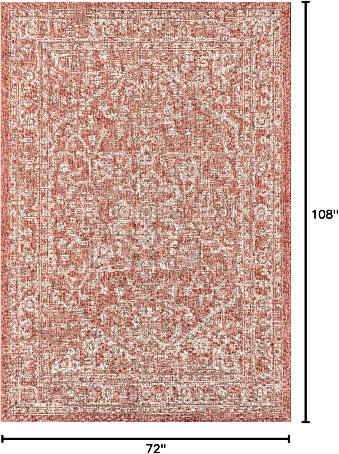 image:imageJONATHAN Y Boho Medallion Indoor Outdoor Area Rug 3X5 FuchsiaLight Gray Malta Textured Weave for Backyard Patio Porch EasyCleaning High Traffic PetFriendly NonShedding SMB104E3RedTaupe