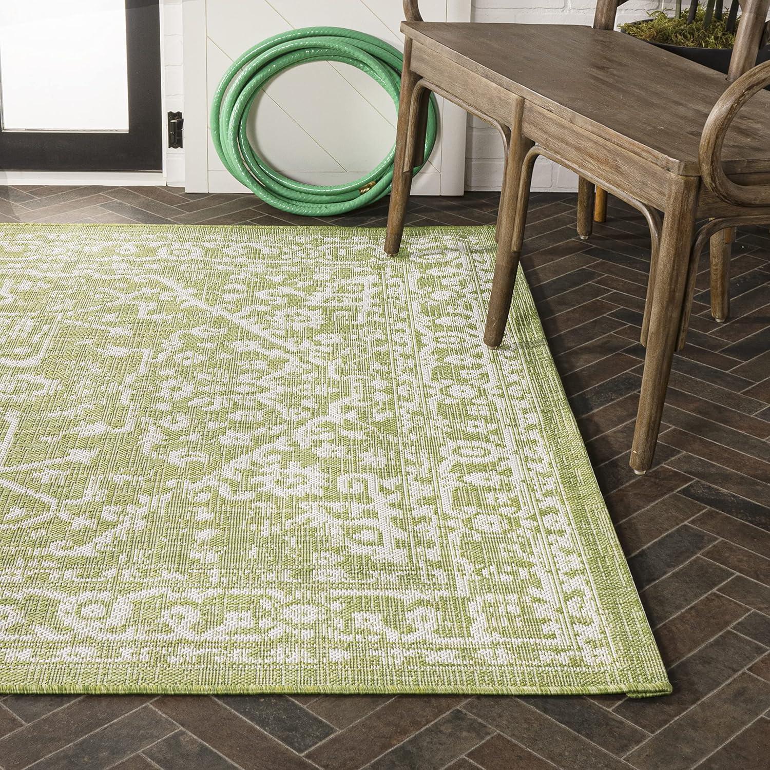 image:imageJONATHAN Y Boho Medallion Indoor Outdoor Area Rug 3X5 FuchsiaLight Gray Malta Textured Weave for Backyard Patio Porch EasyCleaning High Traffic PetFriendly NonShedding SMB104E3GreenCream