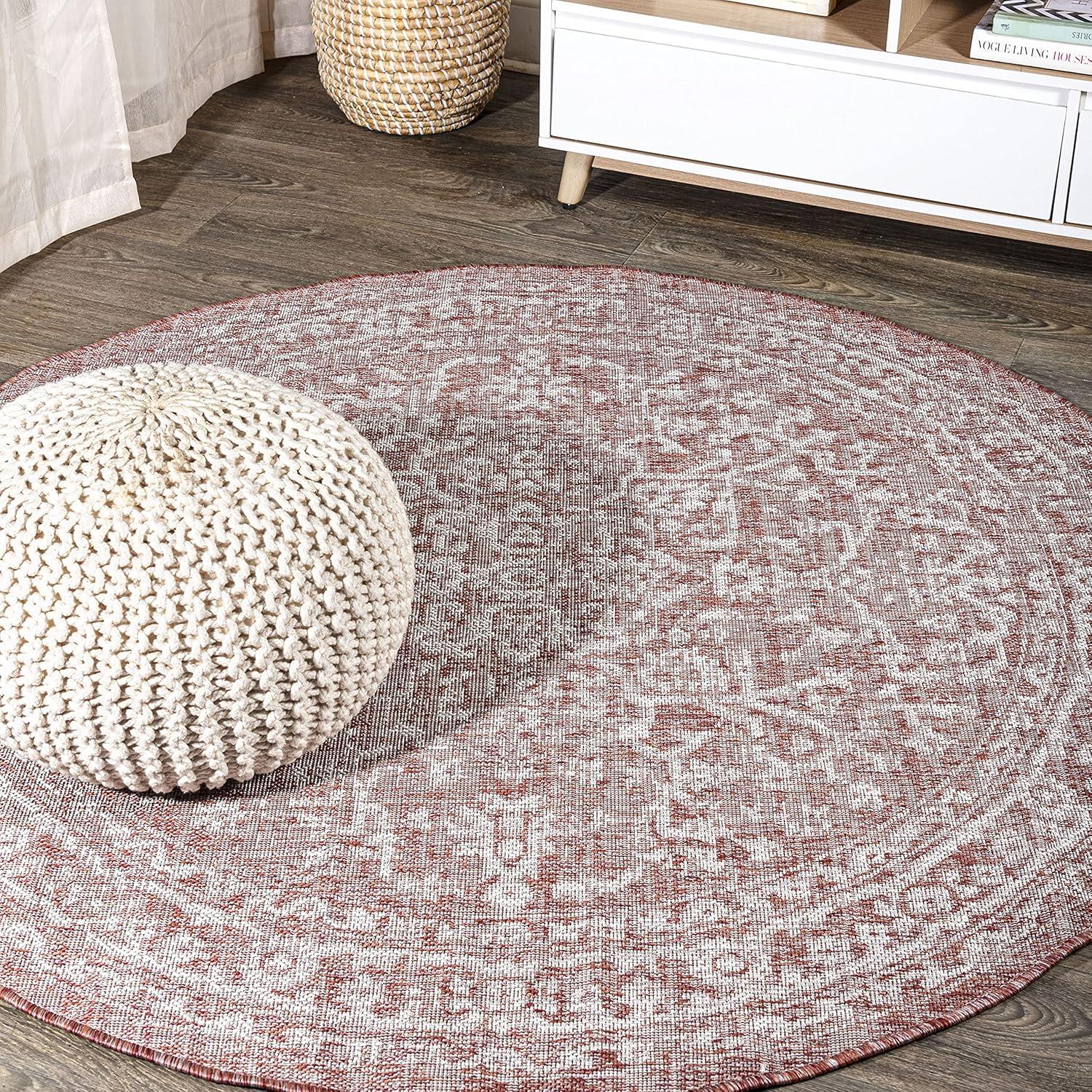 image:imageJONATHAN Y Boho Medallion Indoor Outdoor Area Rug 3X5 FuchsiaLight Gray Malta Textured Weave for Backyard Patio Porch EasyCleaning High Traffic PetFriendly NonShedding SMB104E3RedTaupe