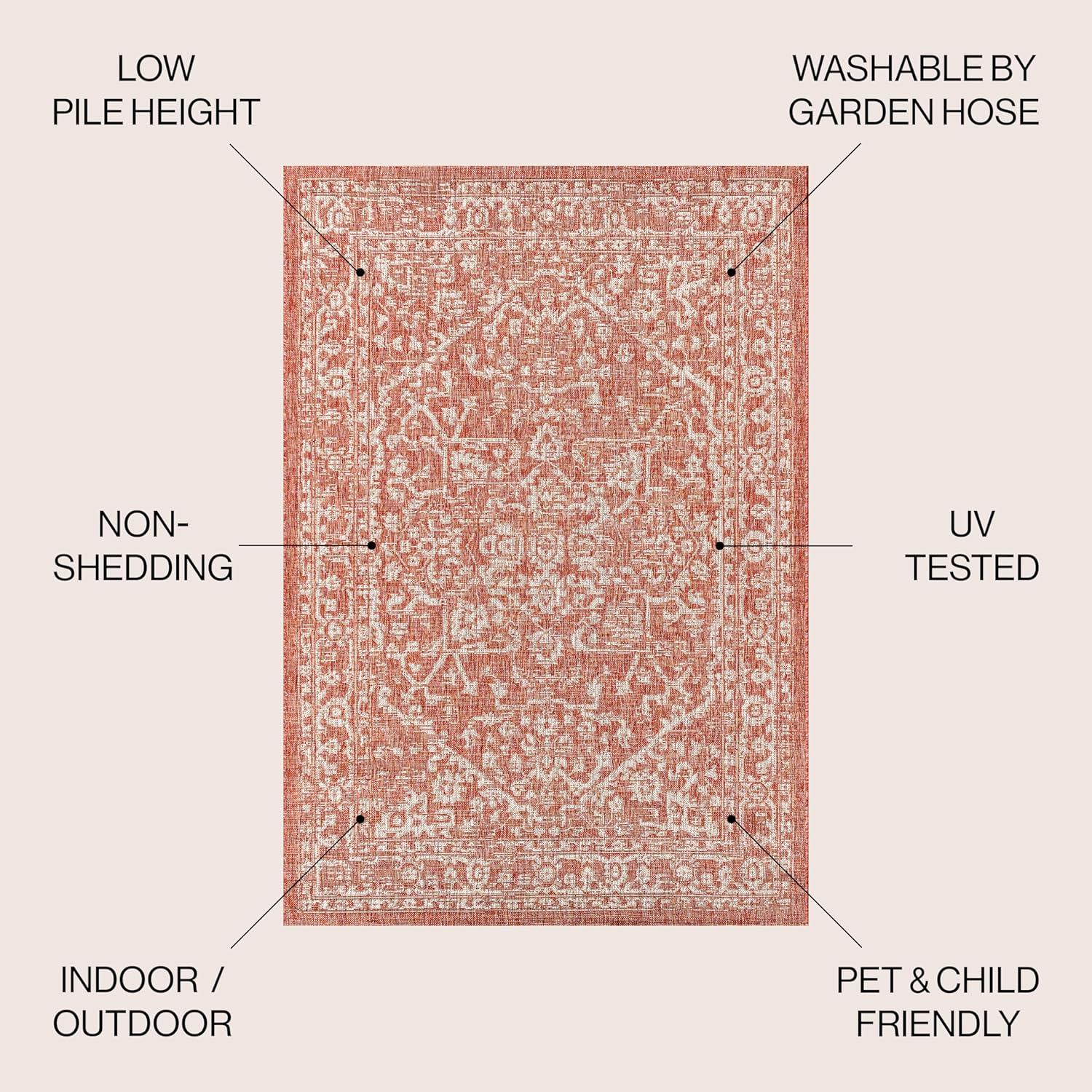 image:imageJONATHAN Y Boho Medallion Indoor Outdoor Area Rug 3X5 FuchsiaLight Gray Malta Textured Weave for Backyard Patio Porch EasyCleaning High Traffic PetFriendly NonShedding SMB104E3RedTaupe