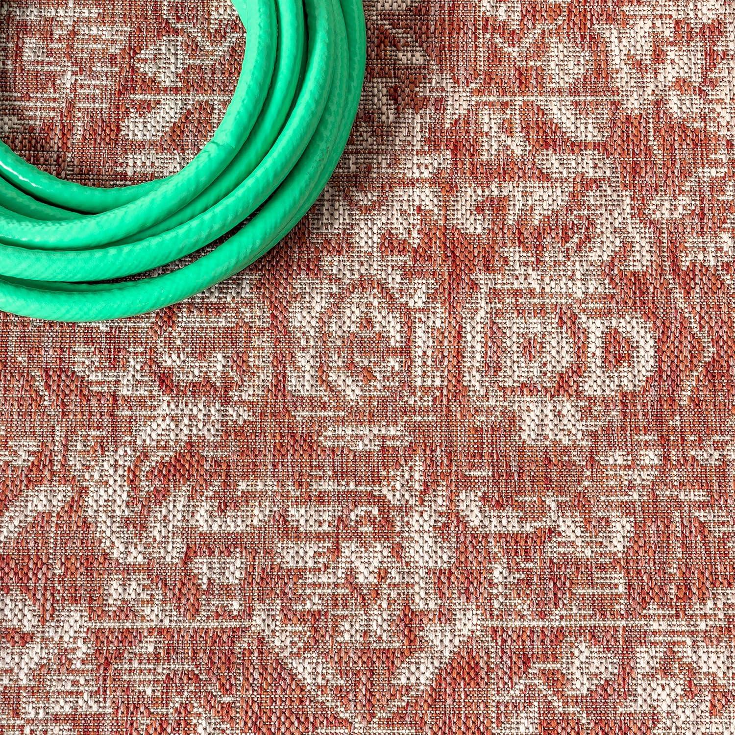 image:imageJONATHAN Y Boho Medallion Indoor Outdoor Area Rug 3X5 FuchsiaLight Gray Malta Textured Weave for Backyard Patio Porch EasyCleaning High Traffic PetFriendly NonShedding SMB104E3RedTaupe