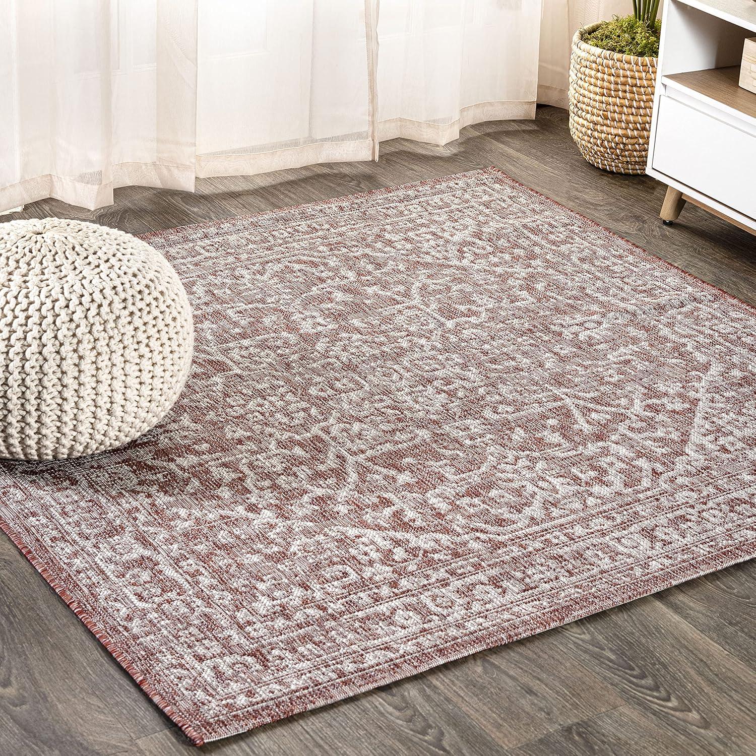 image:imageJONATHAN Y Boho Medallion Indoor Outdoor Area Rug 3X5 FuchsiaLight Gray Malta Textured Weave for Backyard Patio Porch EasyCleaning High Traffic PetFriendly NonShedding SMB104E3RedTaupe