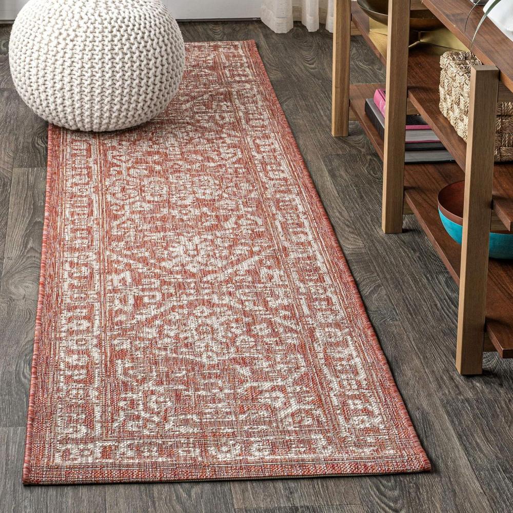 image:imageJONATHAN Y Boho Medallion Indoor Outdoor Area Rug 3X5 FuchsiaLight Gray Malta Textured Weave for Backyard Patio Porch EasyCleaning High Traffic PetFriendly NonShedding SMB104E3RedTaupe