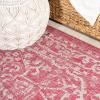 JONATHAN Y Boho Medallion Indoor Outdoor Area Rug 3X5 Fuchsia/Light Gray, Malta Textured Weave for Backyard, Patio, Porch, Easy-Cleaning, High Traffic, Pet-Friendly, Non-Shedding (SMB104E-3)(Fuchsia/Light Gray)