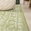 JONATHAN Y Boho Medallion Indoor Outdoor Area Rug 3X5 Fuchsia/Light Gray, Malta Textured Weave for Backyard, Patio, Porch, Easy-Cleaning, High Traffic, Pet-Friendly, Non-Shedding (SMB104E-3)(Green/Cream)