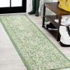 JONATHAN Y Boho Medallion Indoor Outdoor Area Rug 3X5 Fuchsia/Light Gray, Malta Textured Weave for Backyard, Patio, Porch, Easy-Cleaning, High Traffic, Pet-Friendly, Non-Shedding (SMB104E-3)(Cream/Green)