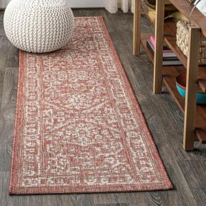 JONATHAN Y Boho Medallion Indoor Outdoor Area Rug 3X5 Fuchsia/Light Gray, Malta Textured Weave for Backyard, Patio, Porch, Easy-Cleaning, High Traffic, Pet-Friendly, Non-Shedding (SMB104E-3)(Red/Taupe)