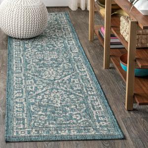 JONATHAN Y Boho Medallion Indoor Outdoor Area Rug 3X5 Fuchsia/Light Gray, Malta Textured Weave for Backyard, Patio, Porch, Easy-Cleaning, High Traffic, Pet-Friendly, Non-Shedding (SMB104E-3)(Teal/Gray)