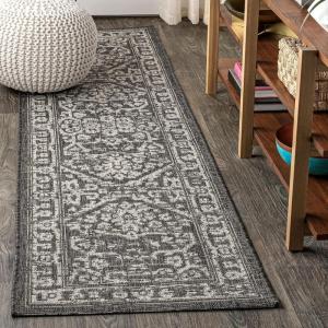 JONATHAN Y Boho Medallion Indoor Outdoor Area Rug 3X5 Fuchsia/Light Gray, Malta Textured Weave for Backyard, Patio, Porch, Easy-Cleaning, High Traffic, Pet-Friendly, Non-Shedding (SMB104E-3)(Black/Gray)
