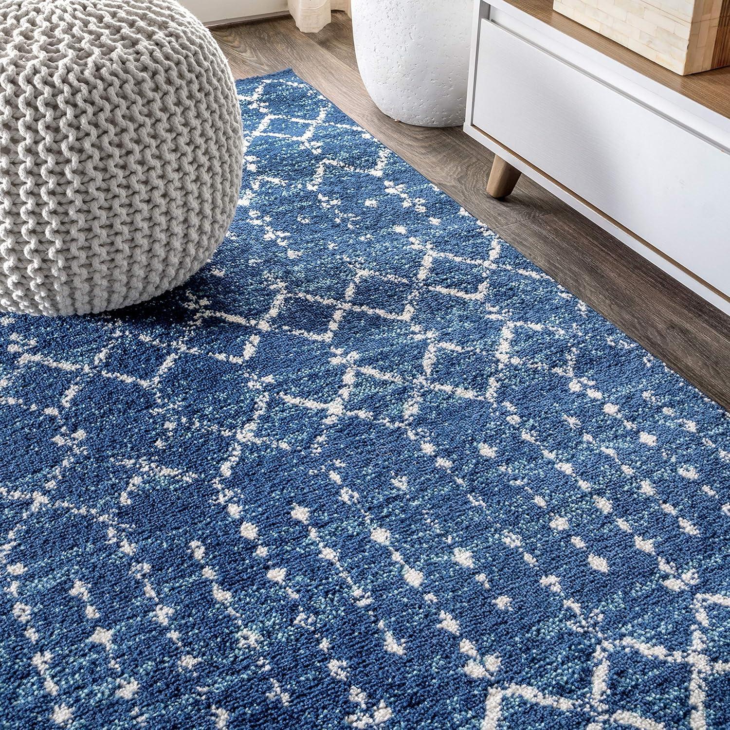 image:imageJONATHAN Y Boho Vintage Diamond CreamNavy Indoor Area Rug 9X12 ft Moroccan Hype for Living Room Bedroom Kitchen Office EasyCleaning High Traffic PetFriendly NonShedding MOH101F9BlueWhite