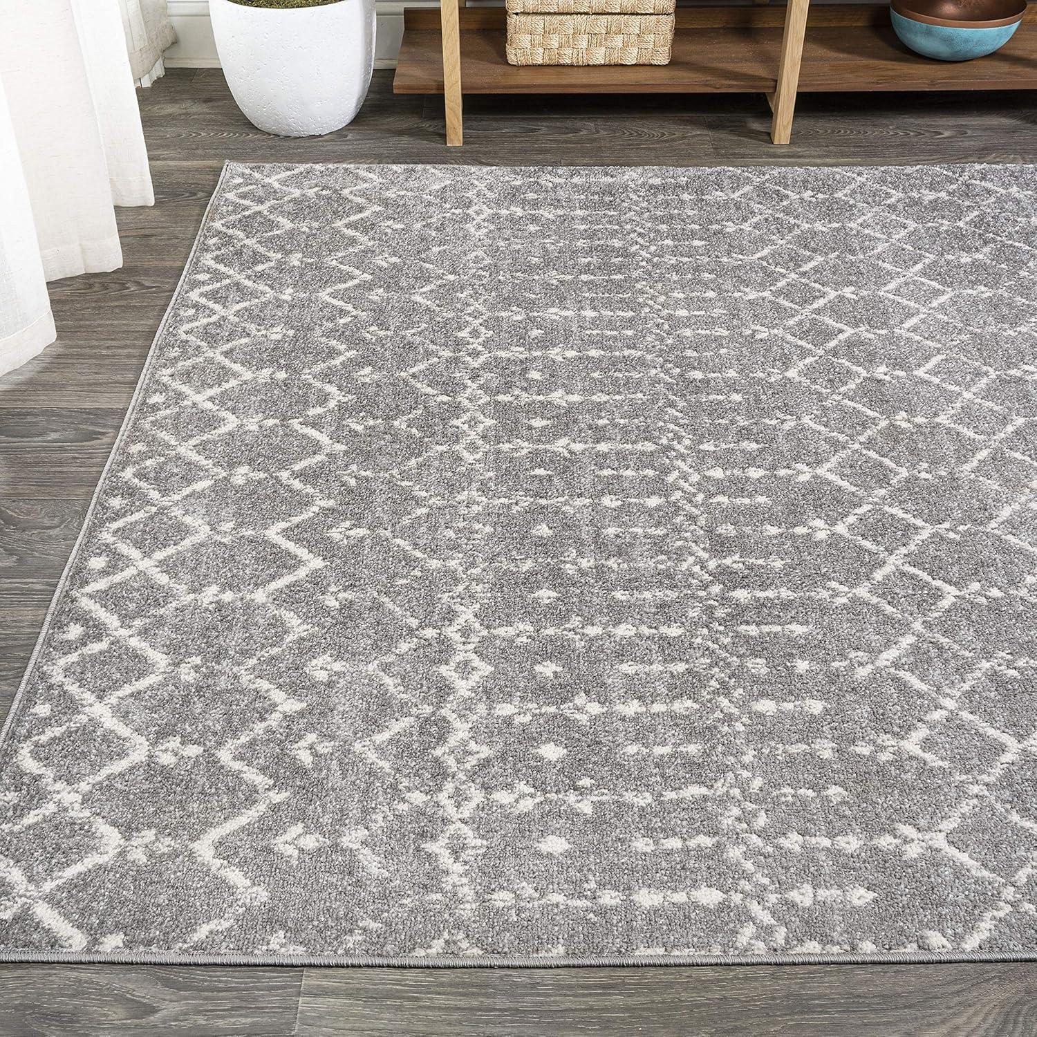 image:imageJONATHAN Y Boho Vintage Diamond CreamNavy Indoor Area Rug 9X12 ft Moroccan Hype for Living Room Bedroom Kitchen Office EasyCleaning High Traffic PetFriendly NonShedding MOH101F9GrayIvory