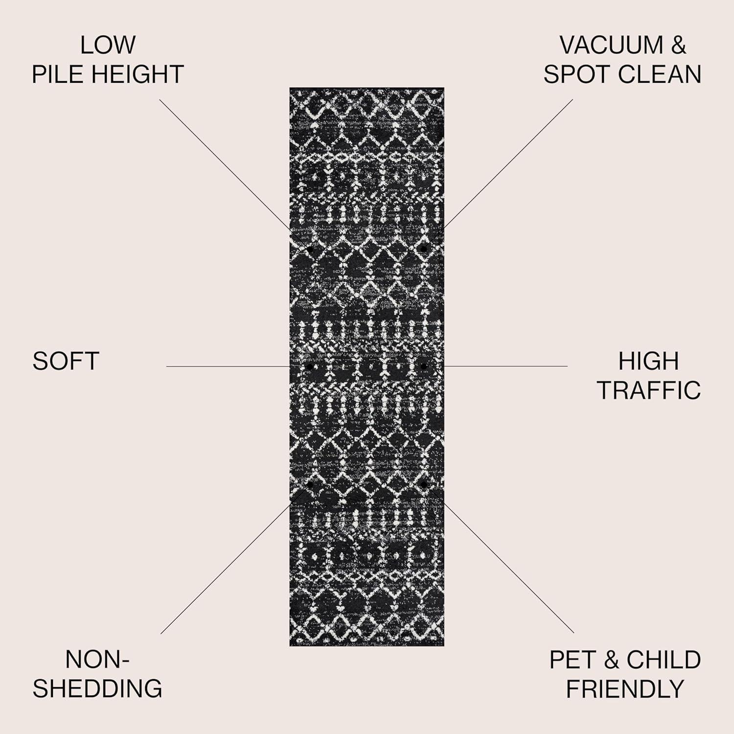 image:imageJONATHAN Y Boho Vintage Diamond CreamNavy Indoor Area Rug 9X12 ft Moroccan Hype for Living Room Bedroom Kitchen Office EasyCleaning High Traffic PetFriendly NonShedding MOH101F9BlackIvory