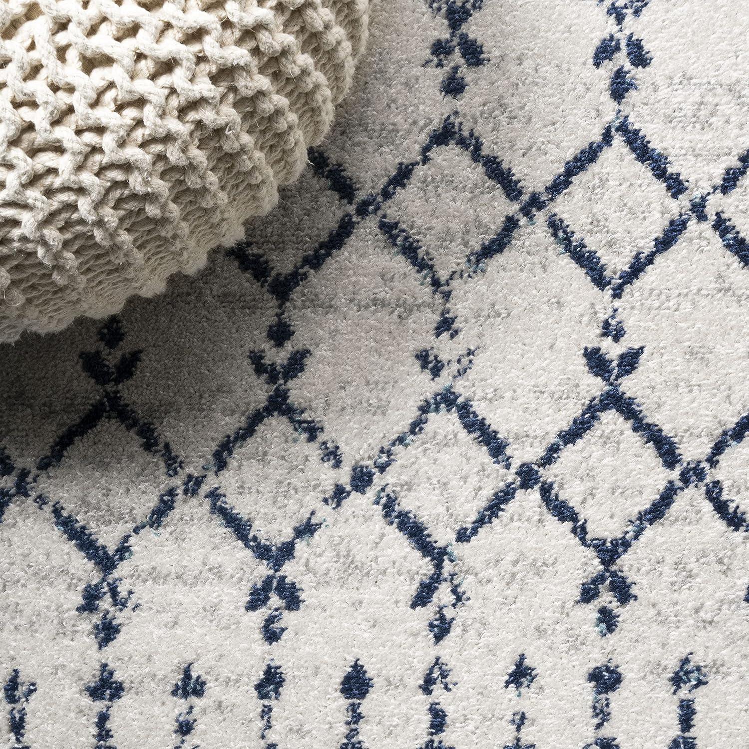 image:imageJONATHAN Y Boho Vintage Diamond CreamNavy Indoor Area Rug 9X12 ft Moroccan Hype for Living Room Bedroom Kitchen Office EasyCleaning High Traffic PetFriendly NonShedding MOH101F9CreamNavy