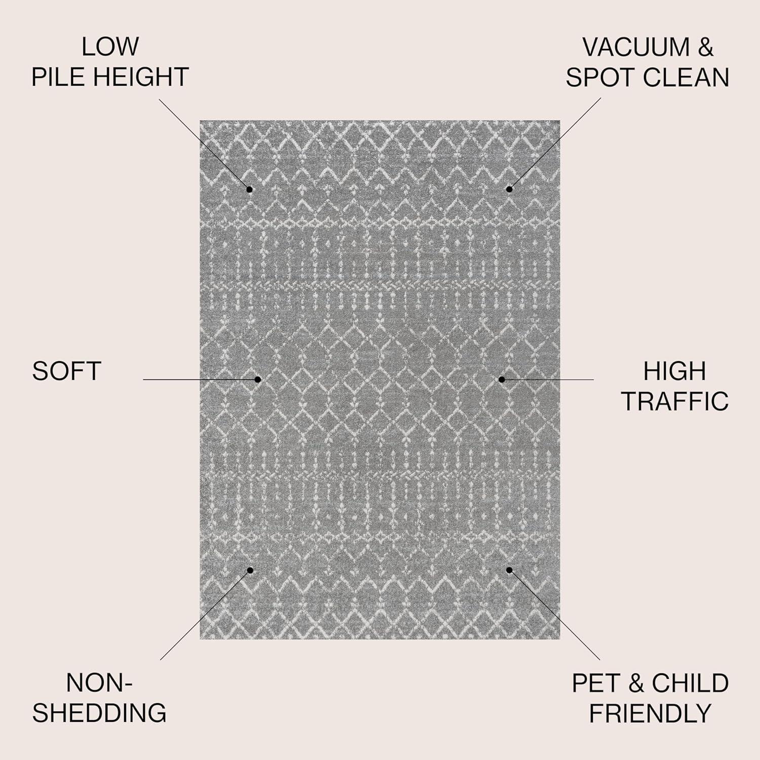 image:imageJONATHAN Y Boho Vintage Diamond CreamNavy Indoor Area Rug 9X12 ft Moroccan Hype for Living Room Bedroom Kitchen Office EasyCleaning High Traffic PetFriendly NonShedding MOH101F9GrayIvory