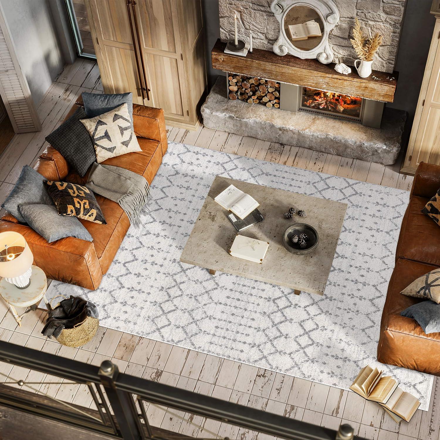 image:imageJONATHAN Y Boho Vintage Diamond CreamNavy Indoor Area Rug 9X12 ft Moroccan Hype for Living Room Bedroom Kitchen Office EasyCleaning High Traffic PetFriendly NonShedding MOH101F9CreamGray