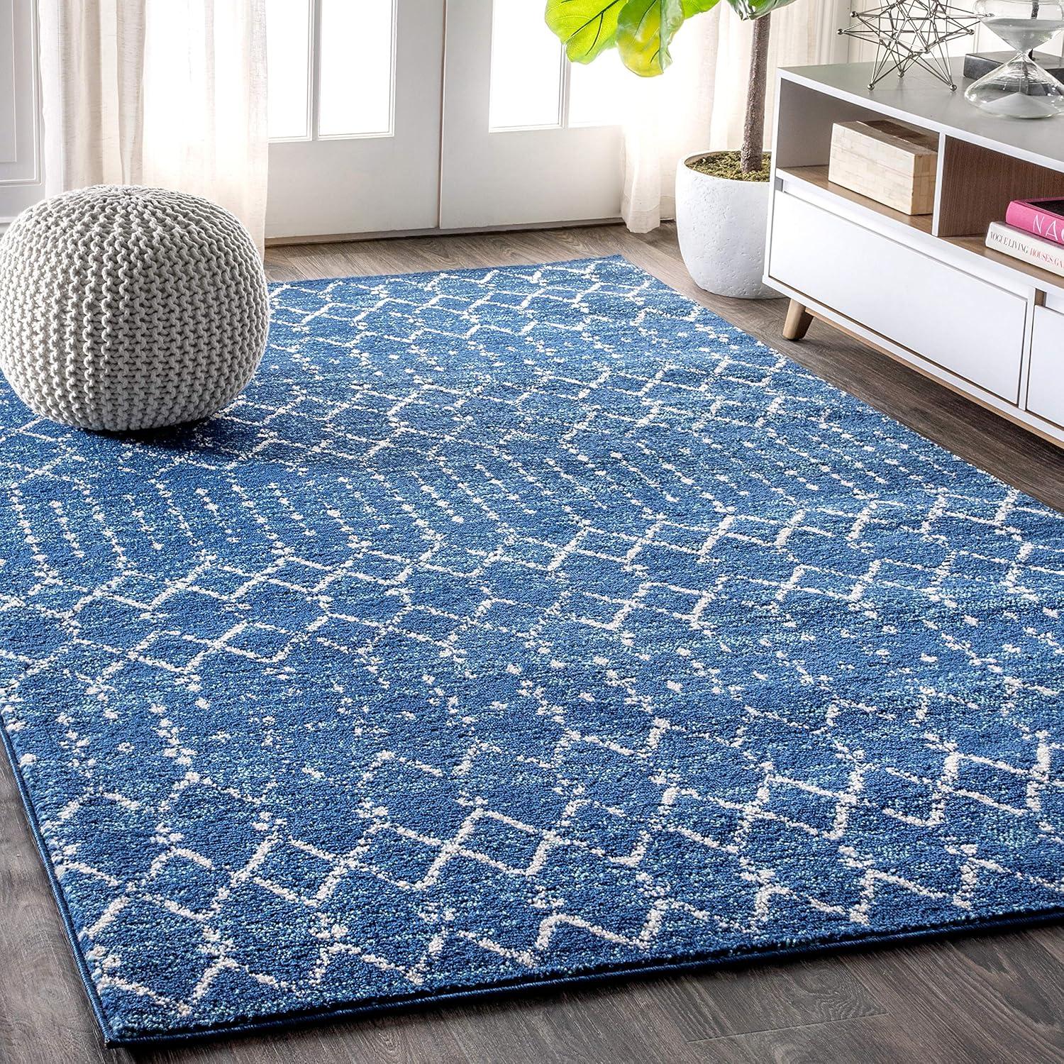 image:imageJONATHAN Y Boho Vintage Diamond CreamNavy Indoor Area Rug 9X12 ft Moroccan Hype for Living Room Bedroom Kitchen Office EasyCleaning High Traffic PetFriendly NonShedding MOH101F9BlueWhite