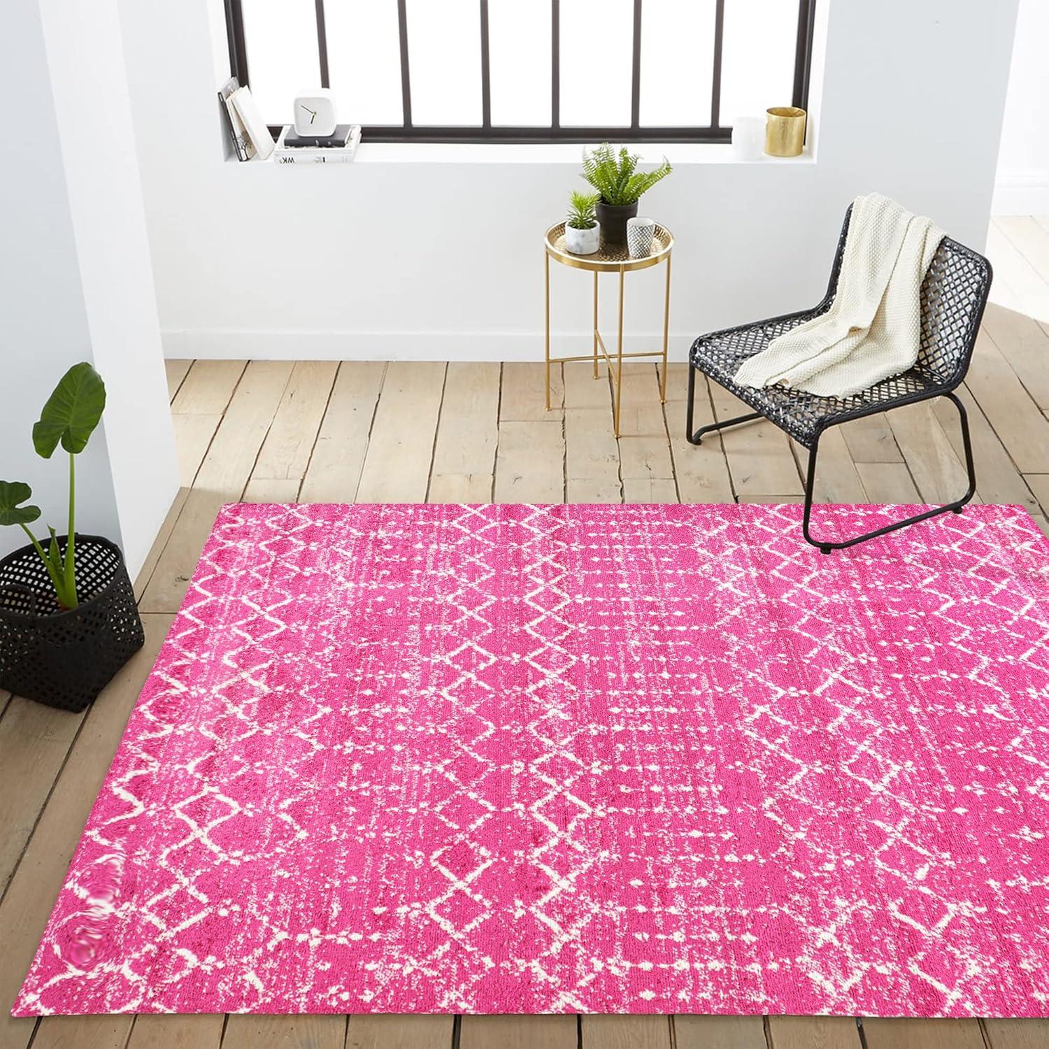 image:imageJONATHAN Y Boho Vintage Diamond CreamNavy Indoor Area Rug 9X12 ft Moroccan Hype for Living Room Bedroom Kitchen Office EasyCleaning High Traffic PetFriendly NonShedding MOH101F9FuchsiaIvory