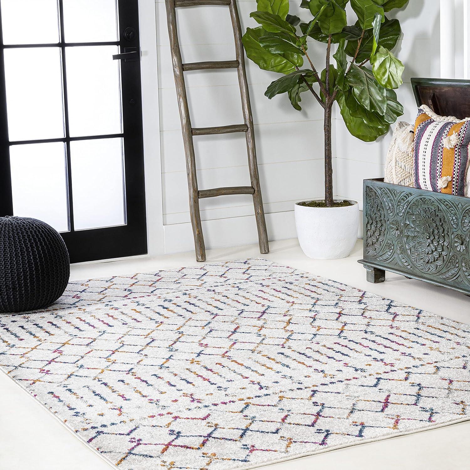 image:imageJONATHAN Y Boho Vintage Diamond CreamNavy Indoor Area Rug 9X12 ft Moroccan Hype for Living Room Bedroom Kitchen Office EasyCleaning High Traffic PetFriendly NonShedding MOH101F9CreamMulti