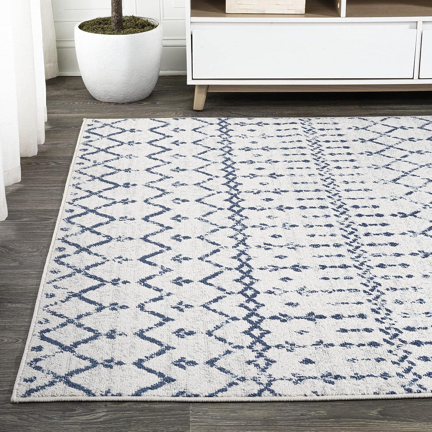 image:imageJONATHAN Y Boho Vintage Diamond CreamNavy Indoor Area Rug 9X12 ft Moroccan Hype for Living Room Bedroom Kitchen Office EasyCleaning High Traffic PetFriendly NonShedding MOH101F9CreamNavy