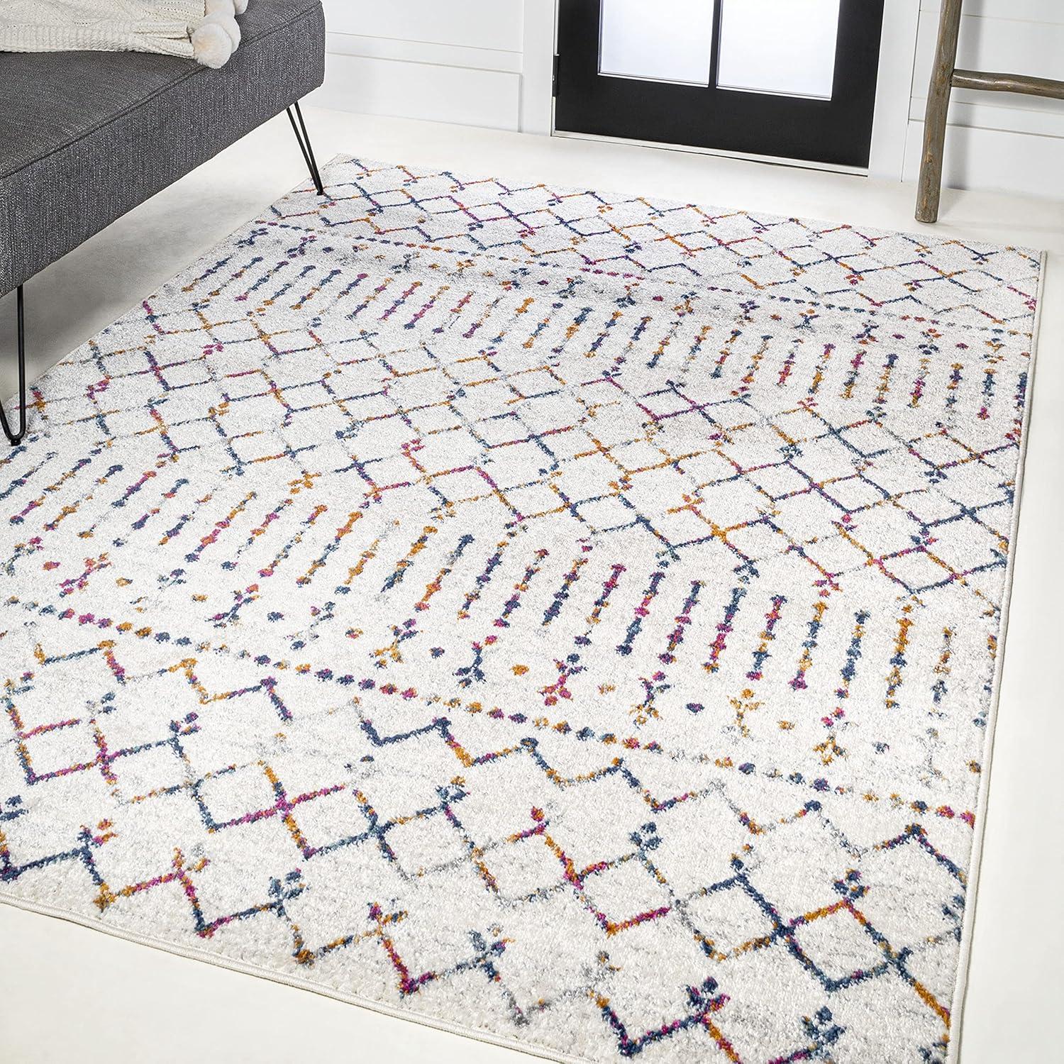 image:imageJONATHAN Y Boho Vintage Diamond CreamNavy Indoor Area Rug 9X12 ft Moroccan Hype for Living Room Bedroom Kitchen Office EasyCleaning High Traffic PetFriendly NonShedding MOH101F9CreamMulti