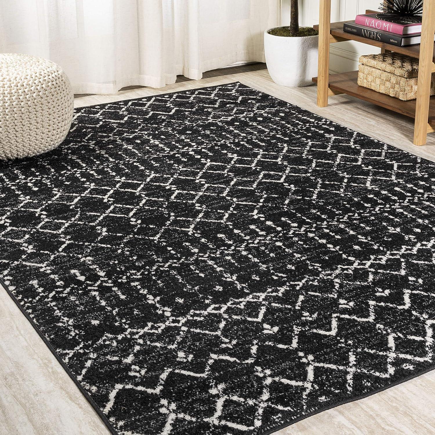 image:imageJONATHAN Y Boho Vintage Diamond CreamNavy Indoor Area Rug 9X12 ft Moroccan Hype for Living Room Bedroom Kitchen Office EasyCleaning High Traffic PetFriendly NonShedding MOH101F9BlackIvory
