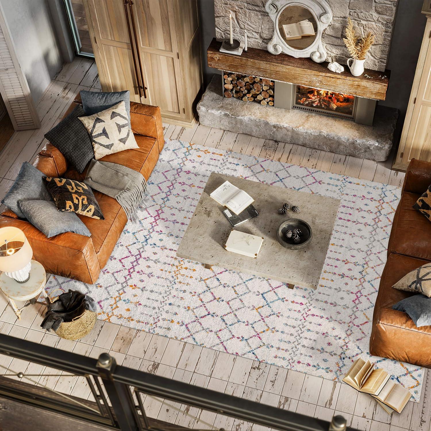 image:imageJONATHAN Y Boho Vintage Diamond CreamNavy Indoor Area Rug 9X12 ft Moroccan Hype for Living Room Bedroom Kitchen Office EasyCleaning High Traffic PetFriendly NonShedding MOH101F9IvoryMulti