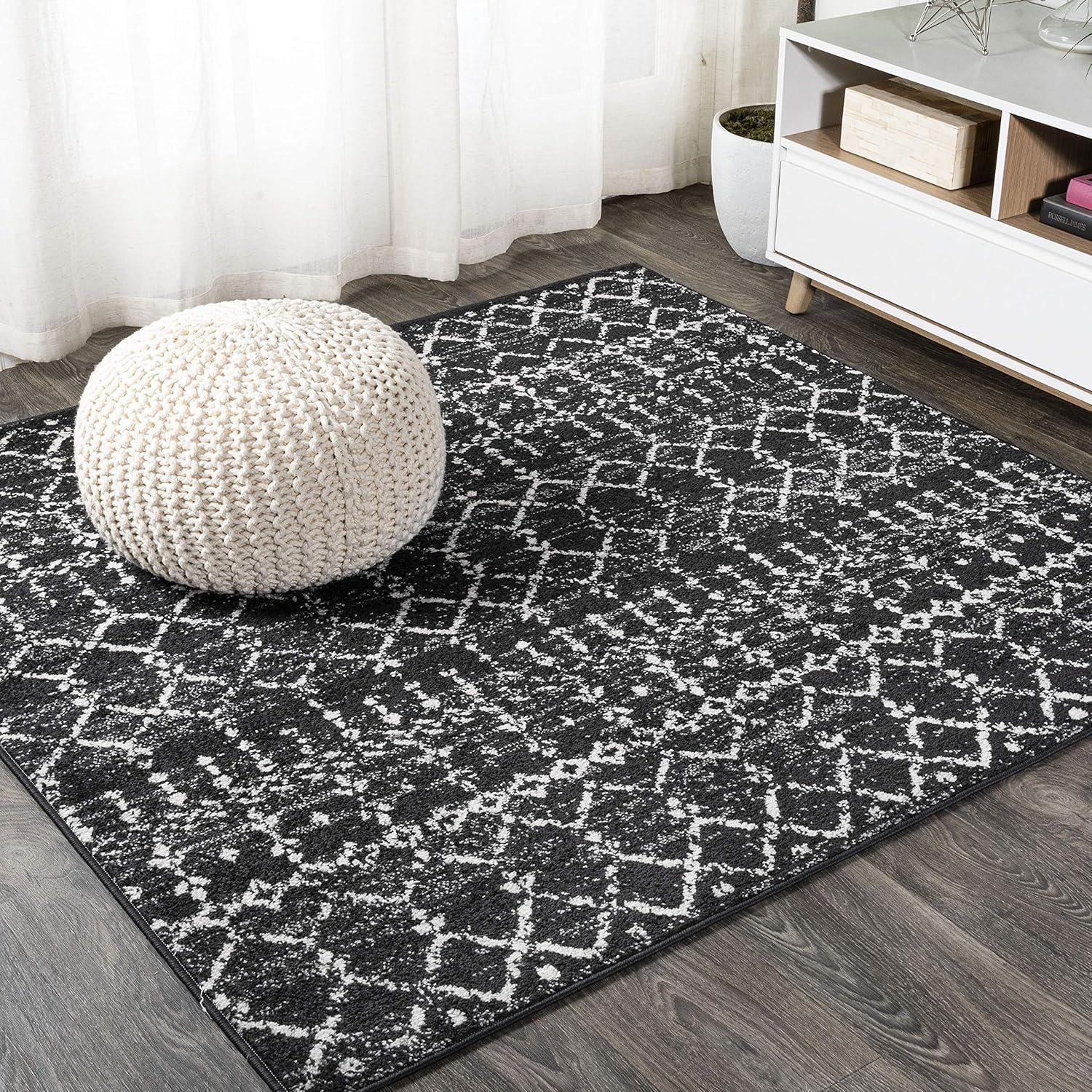 image:imageJONATHAN Y Boho Vintage Diamond CreamNavy Indoor Area Rug 9X12 ft Moroccan Hype for Living Room Bedroom Kitchen Office EasyCleaning High Traffic PetFriendly NonShedding MOH101F9BlackIvory