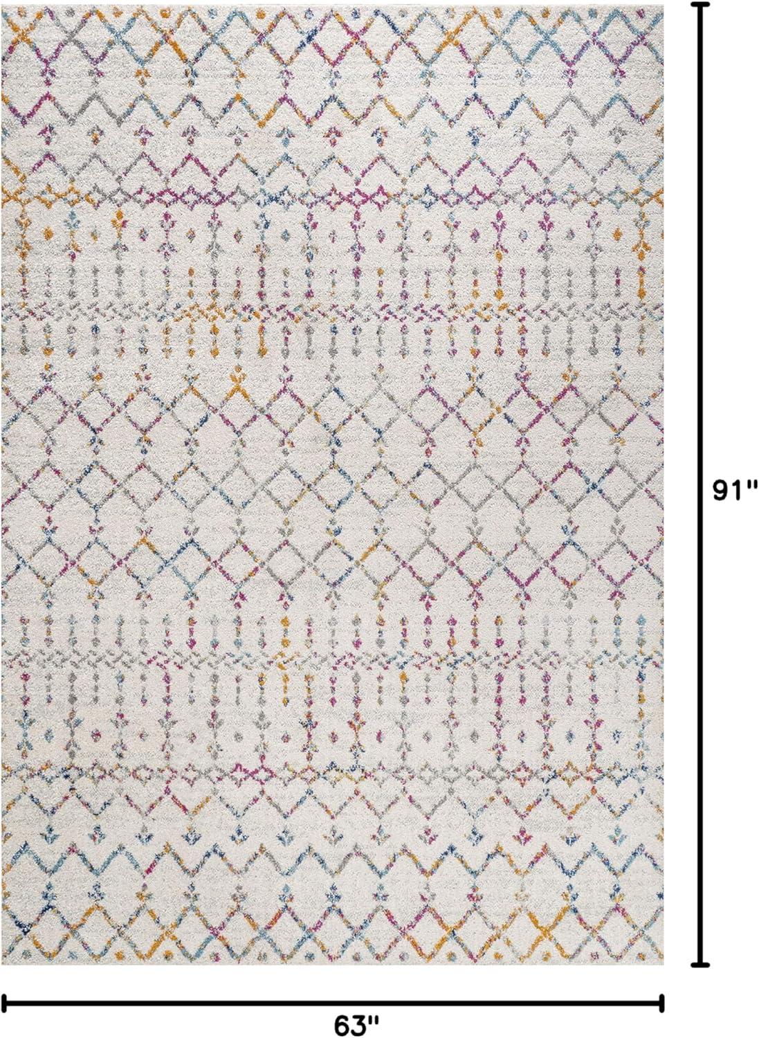 image:imageJONATHAN Y Boho Vintage Diamond CreamNavy Indoor Area Rug 9X12 ft Moroccan Hype for Living Room Bedroom Kitchen Office EasyCleaning High Traffic PetFriendly NonShedding MOH101F9IvoryMulti