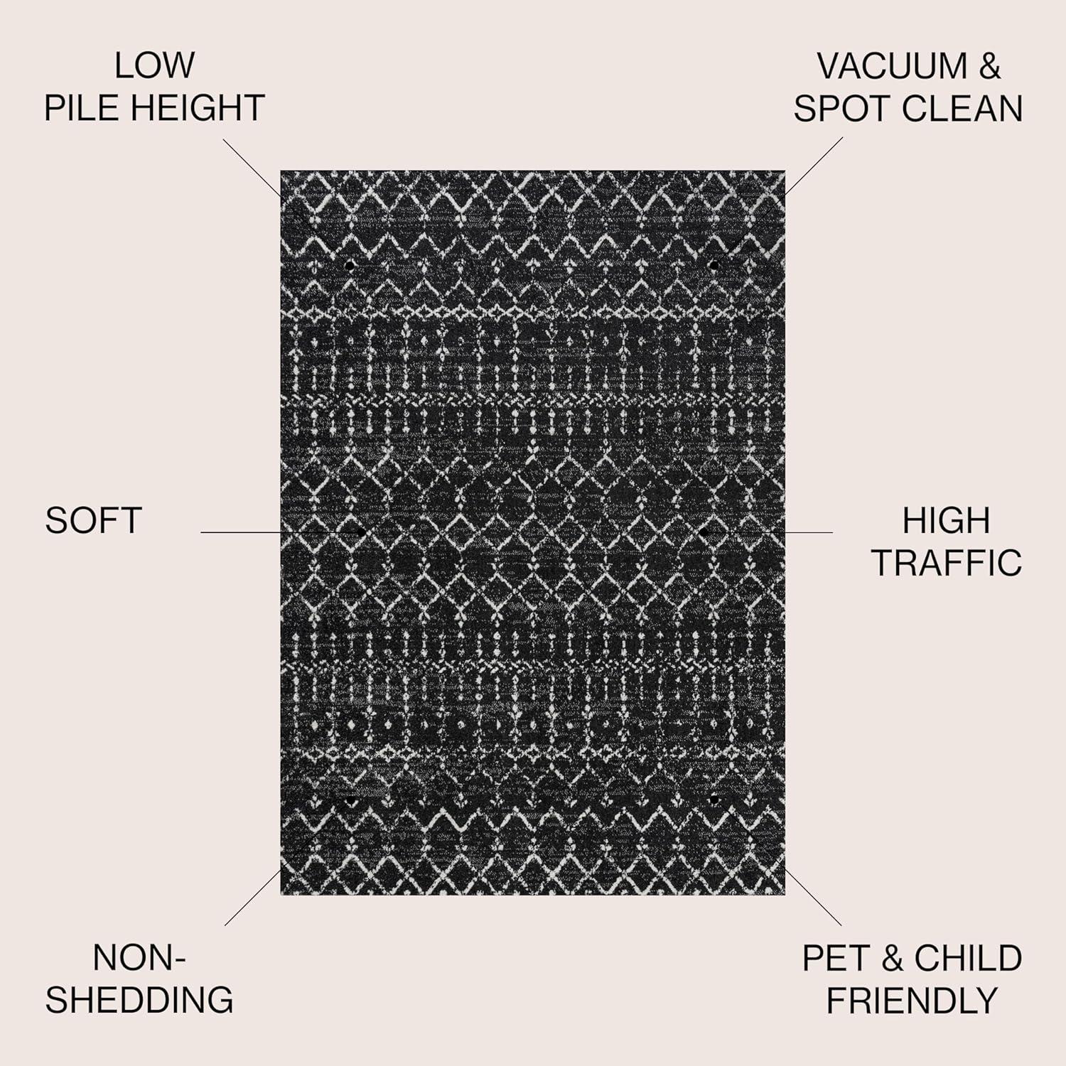 image:imageJONATHAN Y Boho Vintage Diamond CreamNavy Indoor Area Rug 9X12 ft Moroccan Hype for Living Room Bedroom Kitchen Office EasyCleaning High Traffic PetFriendly NonShedding MOH101F9BlackIvory