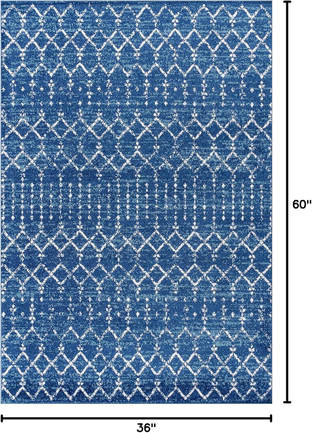 image:imageJONATHAN Y Boho Vintage Diamond CreamNavy Indoor Area Rug 9X12 ft Moroccan Hype for Living Room Bedroom Kitchen Office EasyCleaning High Traffic PetFriendly NonShedding MOH101F9BlueWhite