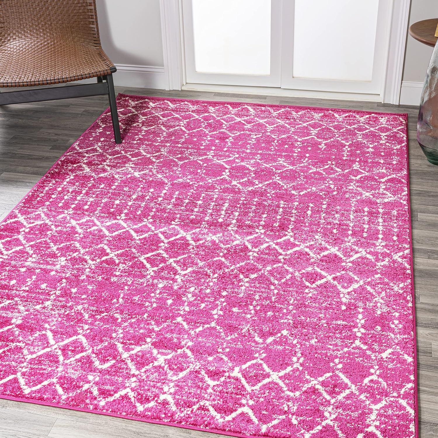 image:imageJONATHAN Y Boho Vintage Diamond CreamNavy Indoor Area Rug 9X12 ft Moroccan Hype for Living Room Bedroom Kitchen Office EasyCleaning High Traffic PetFriendly NonShedding MOH101F9FuchsiaIvory