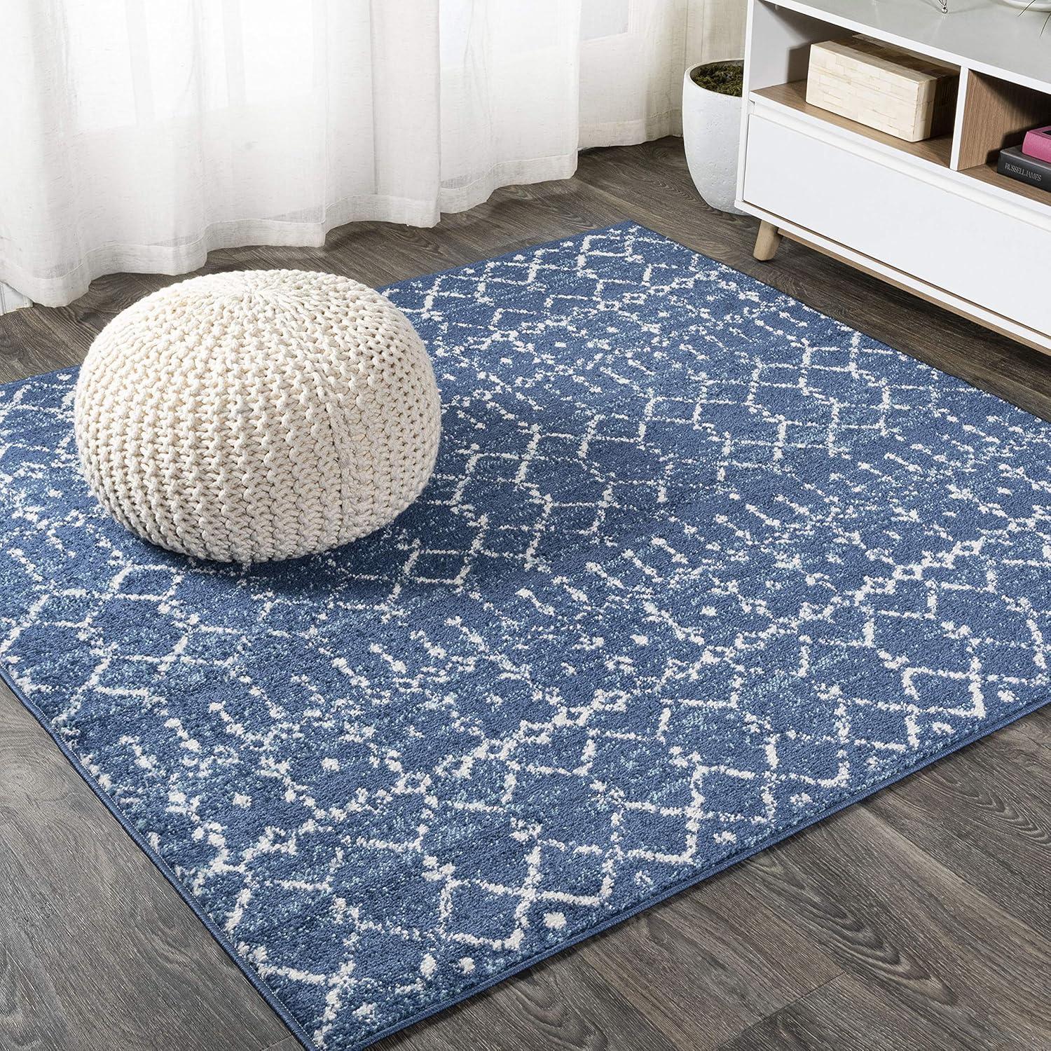 image:imageJONATHAN Y Boho Vintage Diamond CreamNavy Indoor Area Rug 9X12 ft Moroccan Hype for Living Room Bedroom Kitchen Office EasyCleaning High Traffic PetFriendly NonShedding MOH101F9BlueWhite