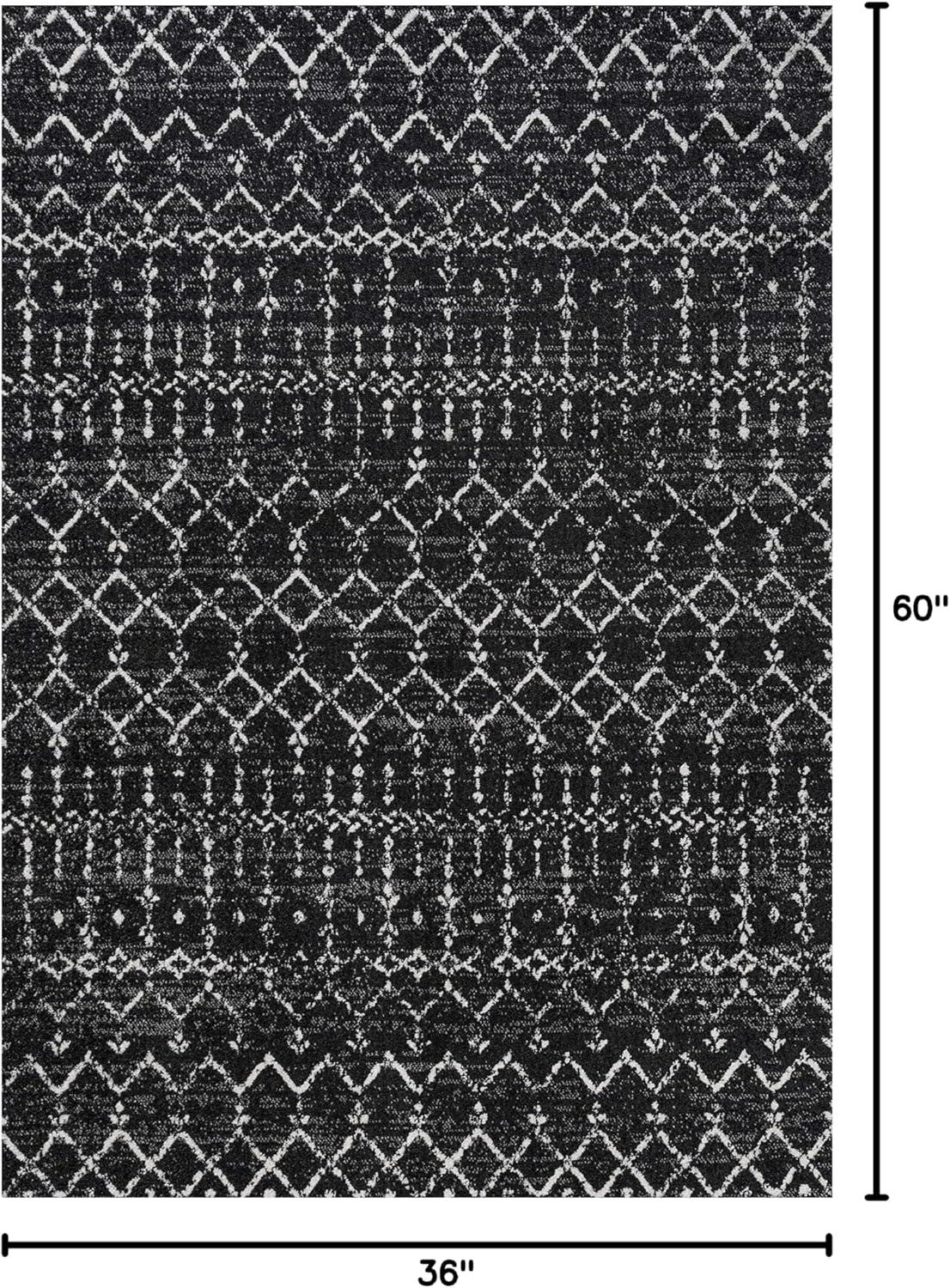 image:imageJONATHAN Y Boho Vintage Diamond CreamNavy Indoor Area Rug 9X12 ft Moroccan Hype for Living Room Bedroom Kitchen Office EasyCleaning High Traffic PetFriendly NonShedding MOH101F9BlackIvory