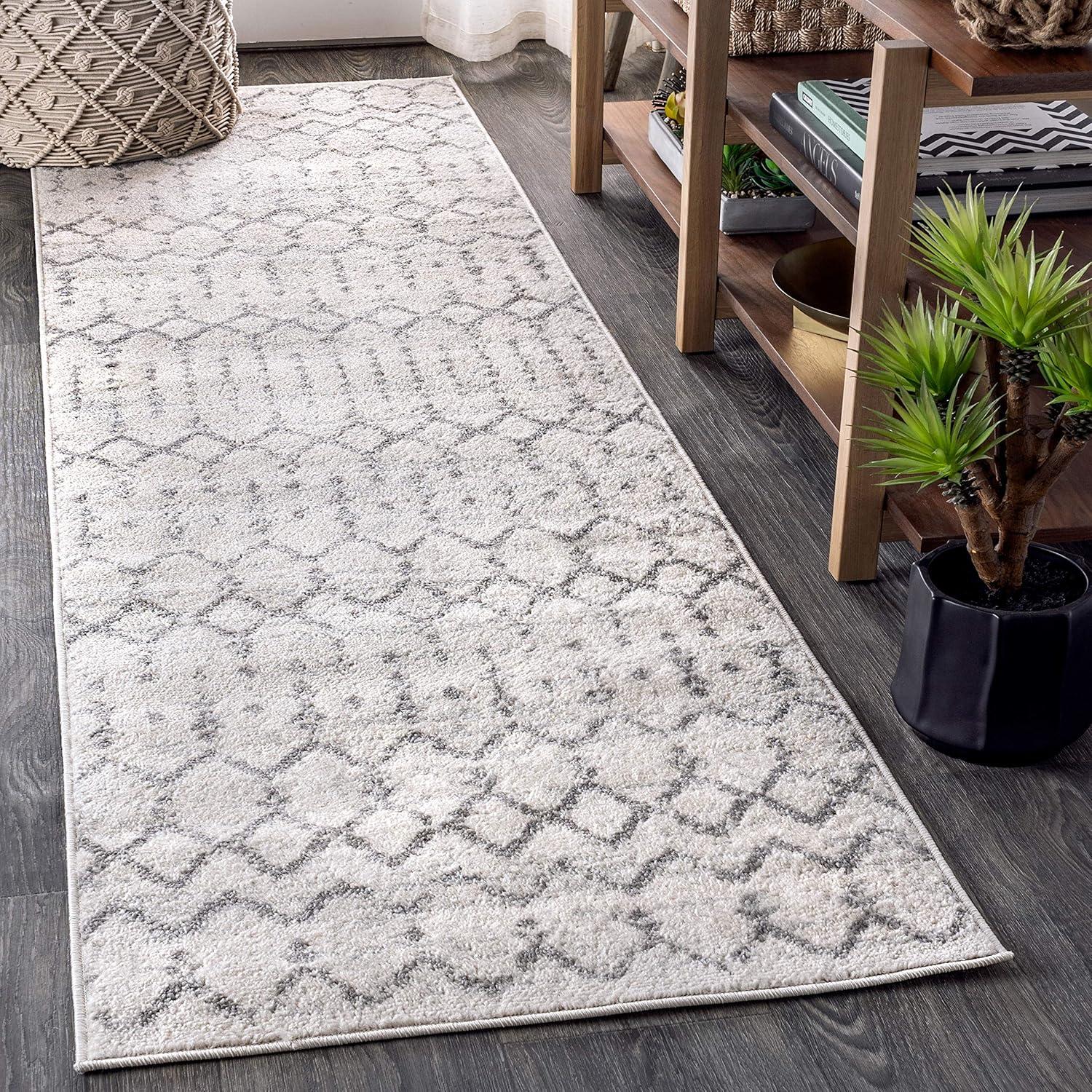 image:imageJONATHAN Y Boho Vintage Diamond CreamNavy Indoor Area Rug 9X12 ft Moroccan Hype for Living Room Bedroom Kitchen Office EasyCleaning High Traffic PetFriendly NonShedding MOH101F9CreamGray