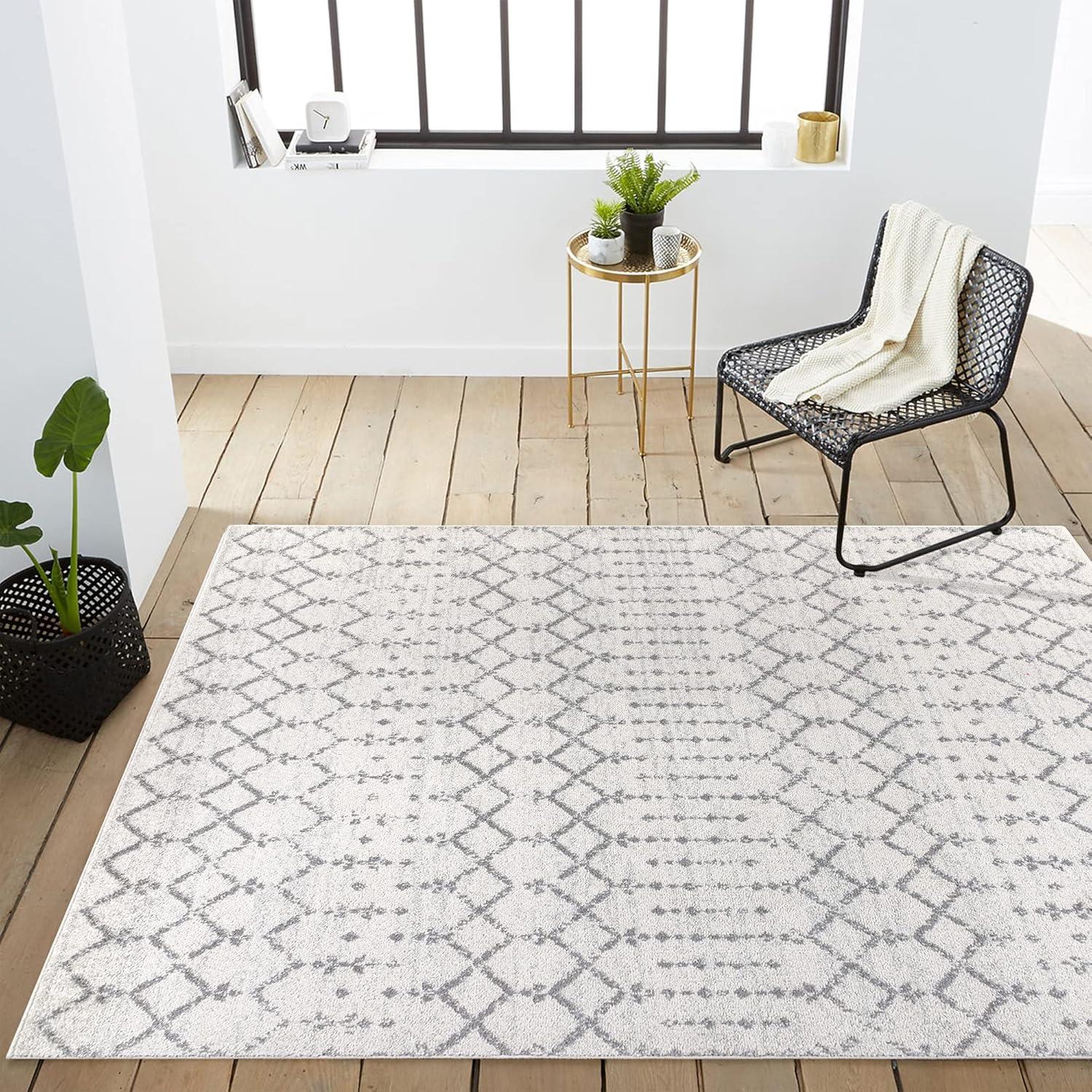 image:imageJONATHAN Y Boho Vintage Diamond CreamNavy Indoor Area Rug 9X12 ft Moroccan Hype for Living Room Bedroom Kitchen Office EasyCleaning High Traffic PetFriendly NonShedding MOH101F9CreamGray
