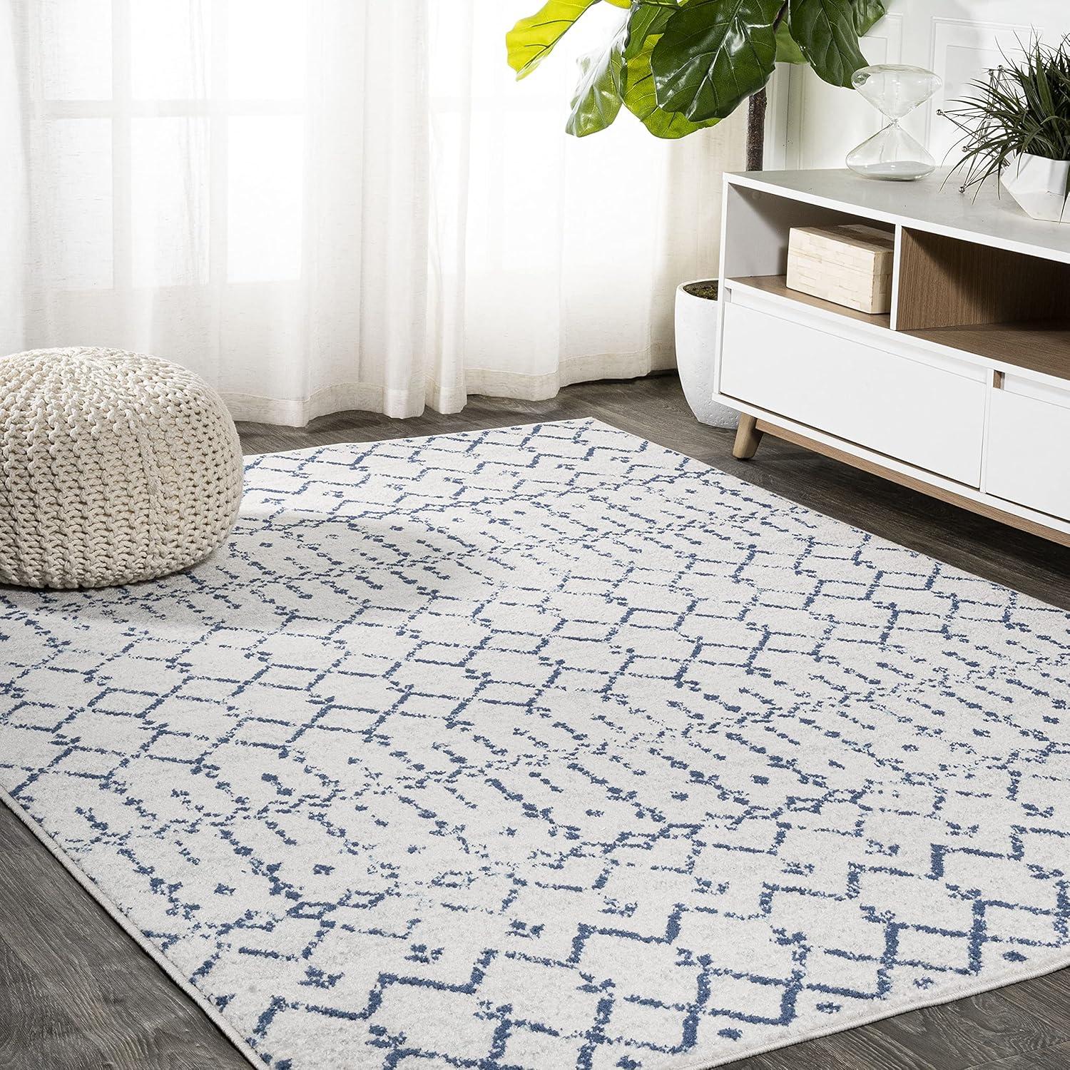 image:imageJONATHAN Y Boho Vintage Diamond CreamNavy Indoor Area Rug 9X12 ft Moroccan Hype for Living Room Bedroom Kitchen Office EasyCleaning High Traffic PetFriendly NonShedding MOH101F9CreamNavy