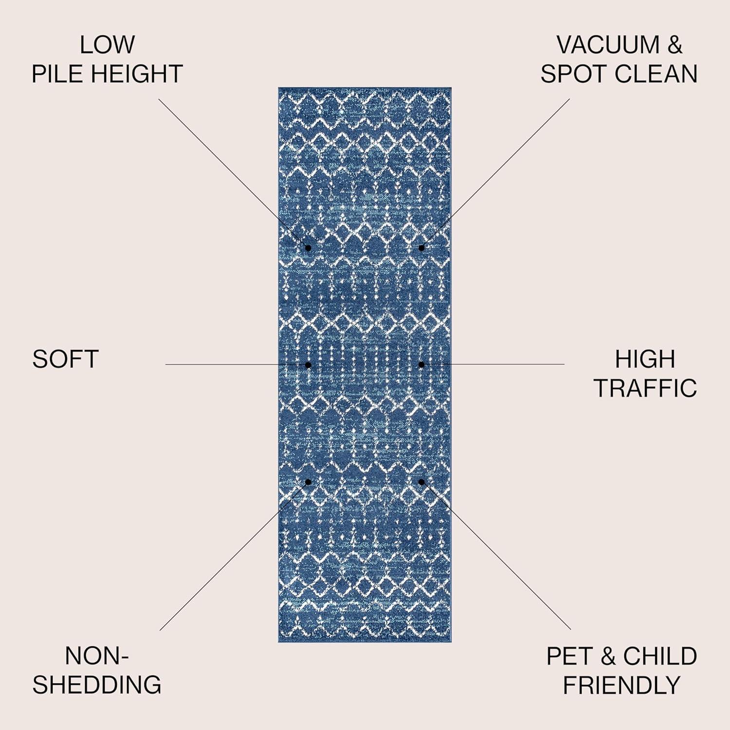 image:imageJONATHAN Y Boho Vintage Diamond CreamNavy Indoor Area Rug 9X12 ft Moroccan Hype for Living Room Bedroom Kitchen Office EasyCleaning High Traffic PetFriendly NonShedding MOH101F9BlueWhite