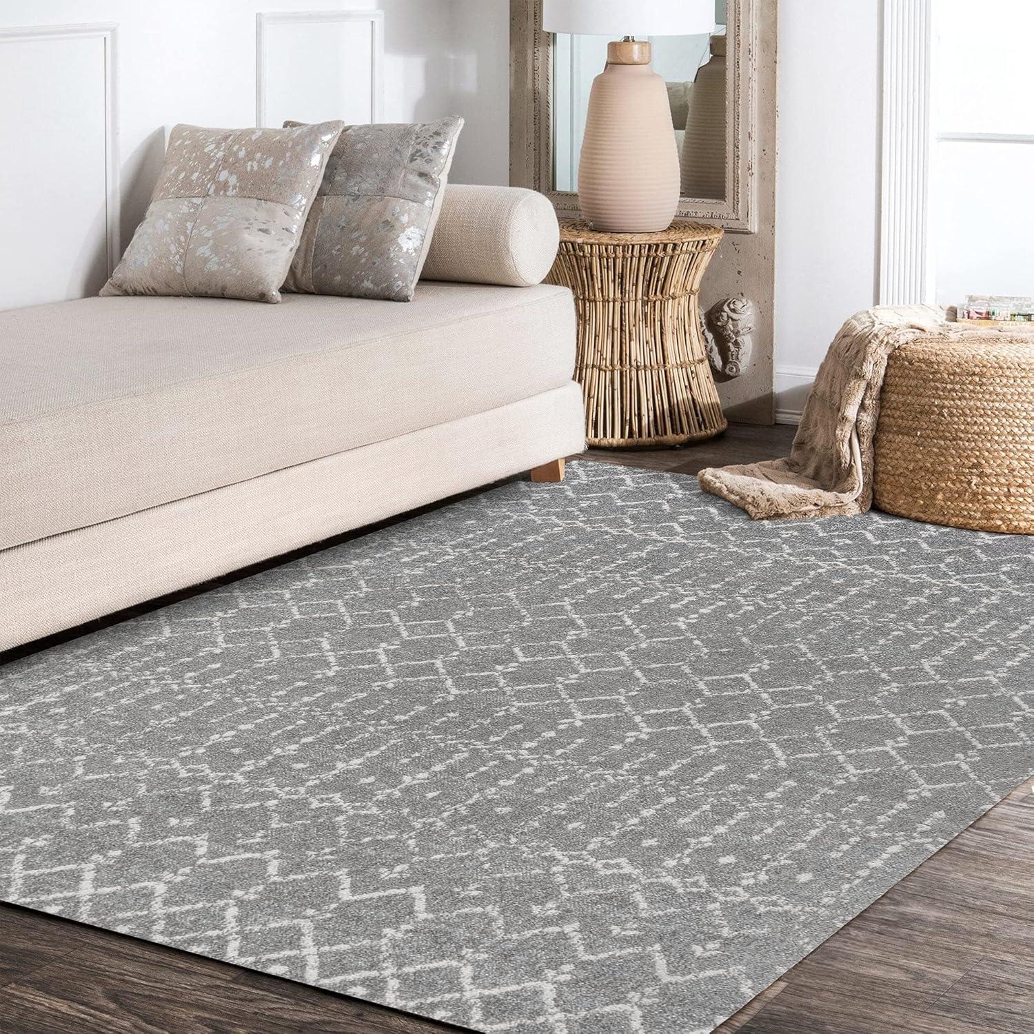 image:imageJONATHAN Y Boho Vintage Diamond CreamNavy Indoor Area Rug 9X12 ft Moroccan Hype for Living Room Bedroom Kitchen Office EasyCleaning High Traffic PetFriendly NonShedding MOH101F9GrayIvory