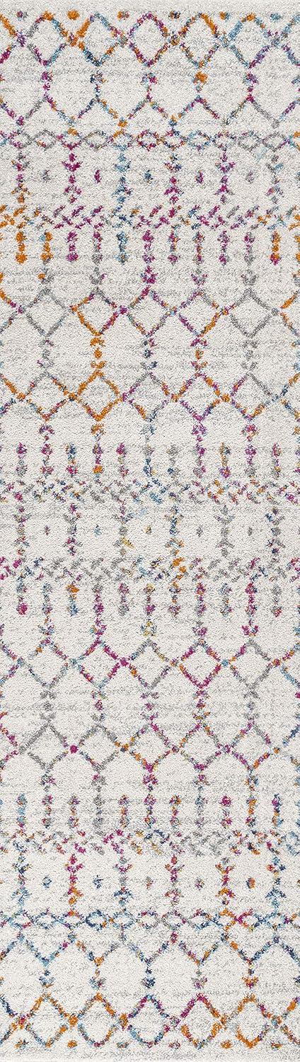 image:imageJONATHAN Y Boho Vintage Diamond CreamNavy Indoor Area Rug 9X12 ft Moroccan Hype for Living Room Bedroom Kitchen Office EasyCleaning High Traffic PetFriendly NonShedding MOH101F9IvoryMulti
