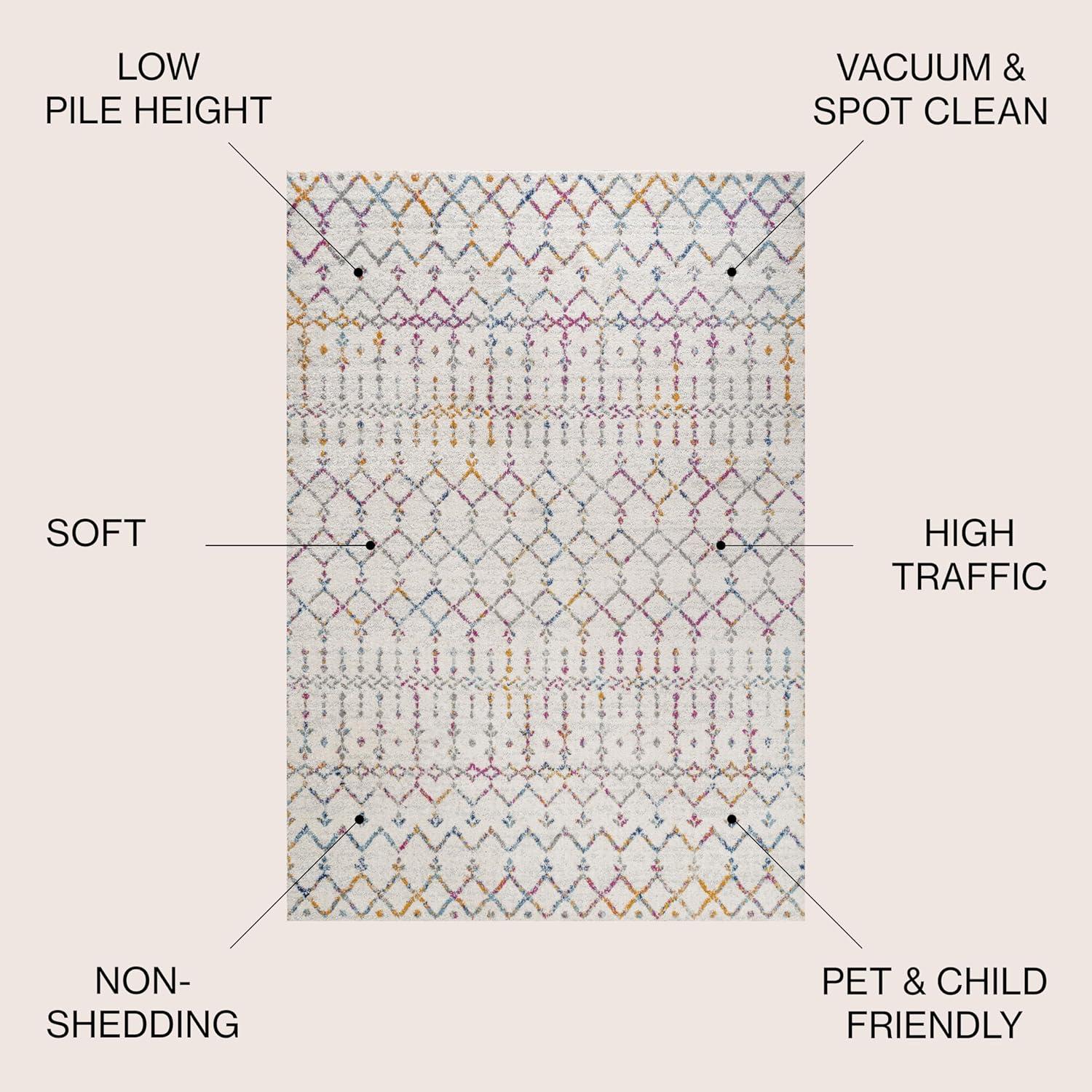 image:imageJONATHAN Y Boho Vintage Diamond CreamNavy Indoor Area Rug 9X12 ft Moroccan Hype for Living Room Bedroom Kitchen Office EasyCleaning High Traffic PetFriendly NonShedding MOH101F9IvoryMulti