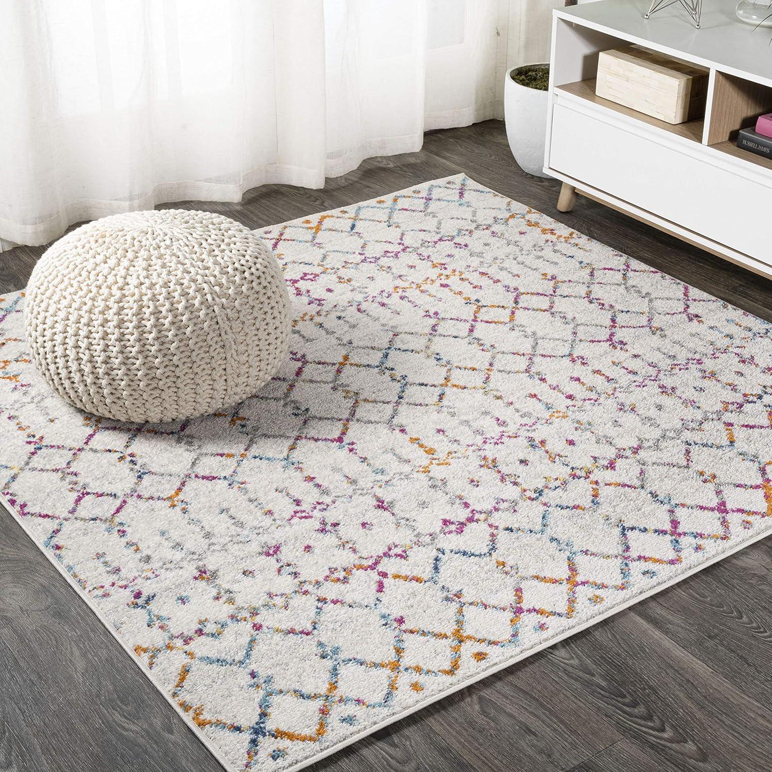 image:imageJONATHAN Y Boho Vintage Diamond CreamNavy Indoor Area Rug 9X12 ft Moroccan Hype for Living Room Bedroom Kitchen Office EasyCleaning High Traffic PetFriendly NonShedding MOH101F9IvoryMulti