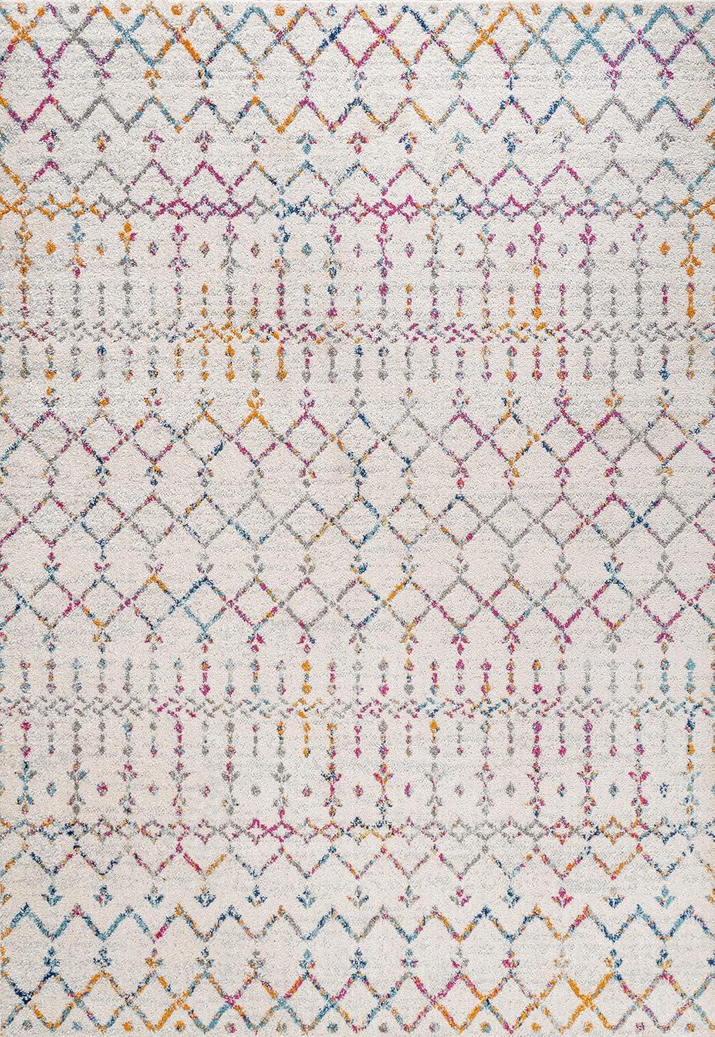 image:imageJONATHAN Y Boho Vintage Diamond CreamNavy Indoor Area Rug 9X12 ft Moroccan Hype for Living Room Bedroom Kitchen Office EasyCleaning High Traffic PetFriendly NonShedding MOH101F9IvoryMulti