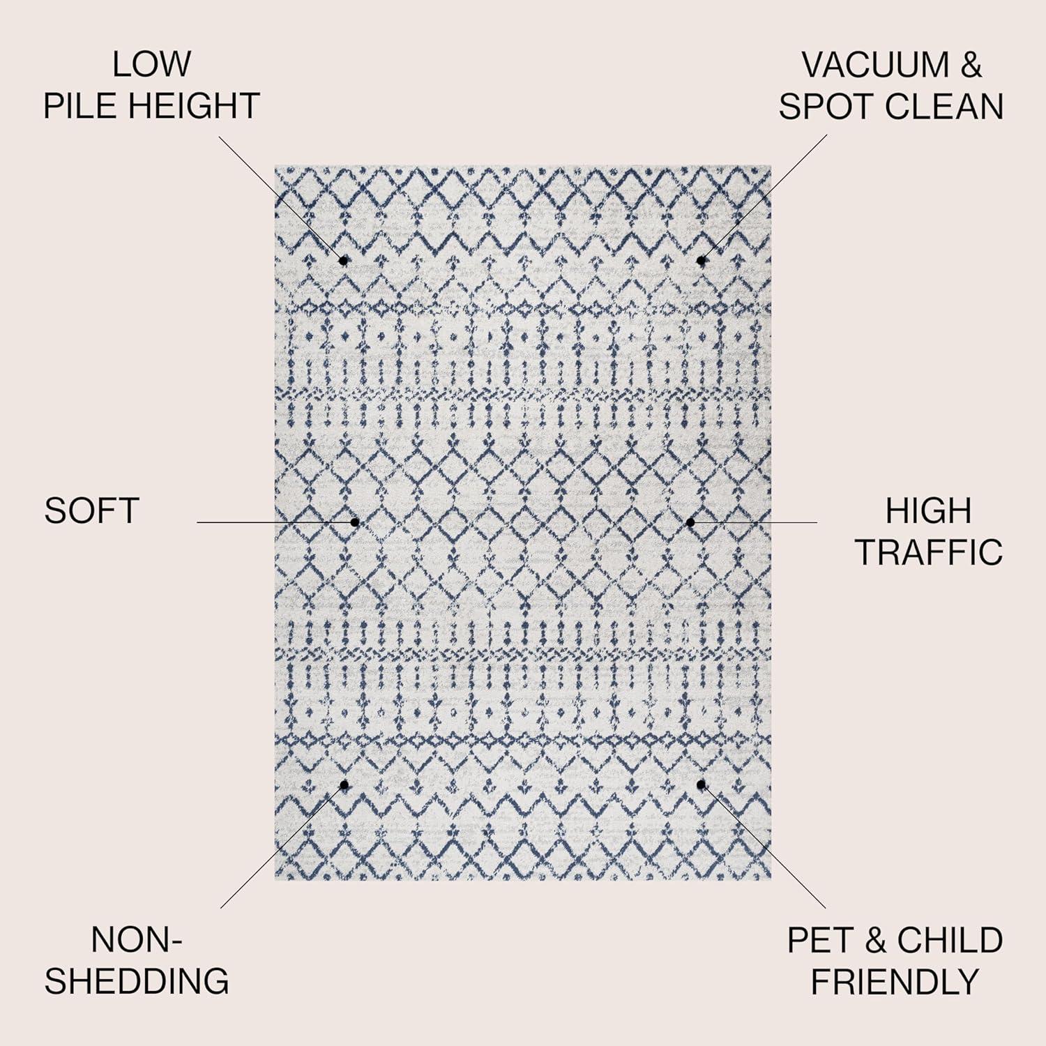 image:imageJONATHAN Y Boho Vintage Diamond CreamNavy Indoor Area Rug 9X12 ft Moroccan Hype for Living Room Bedroom Kitchen Office EasyCleaning High Traffic PetFriendly NonShedding MOH101F9CreamNavy