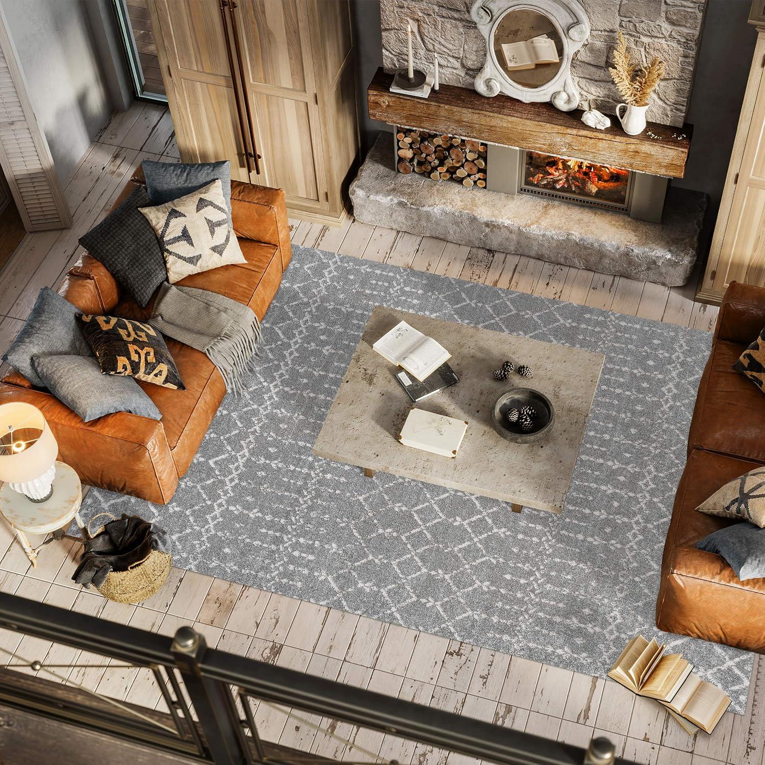 image:imageJONATHAN Y Boho Vintage Diamond CreamNavy Indoor Area Rug 9X12 ft Moroccan Hype for Living Room Bedroom Kitchen Office EasyCleaning High Traffic PetFriendly NonShedding MOH101F9GrayIvory