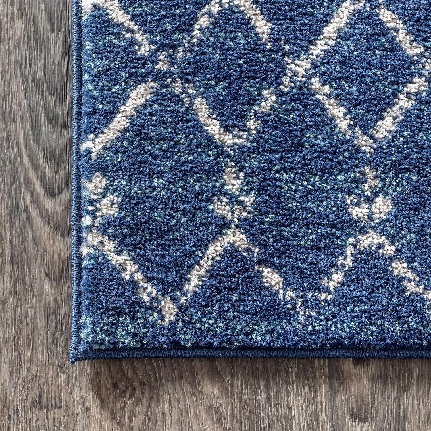 image:imageJONATHAN Y Boho Vintage Diamond CreamNavy Indoor Area Rug 9X12 ft Moroccan Hype for Living Room Bedroom Kitchen Office EasyCleaning High Traffic PetFriendly NonShedding MOH101F9BlueWhite