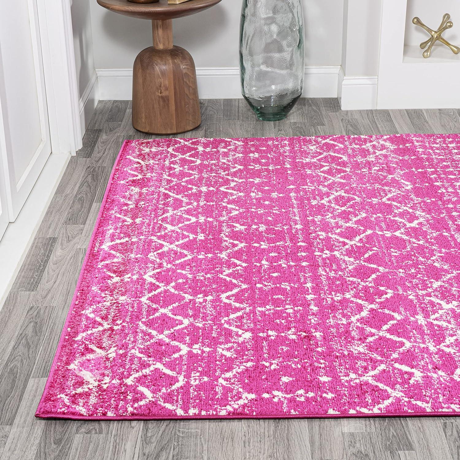 image:imageJONATHAN Y Boho Vintage Diamond CreamNavy Indoor Area Rug 9X12 ft Moroccan Hype for Living Room Bedroom Kitchen Office EasyCleaning High Traffic PetFriendly NonShedding MOH101F9FuchsiaIvory