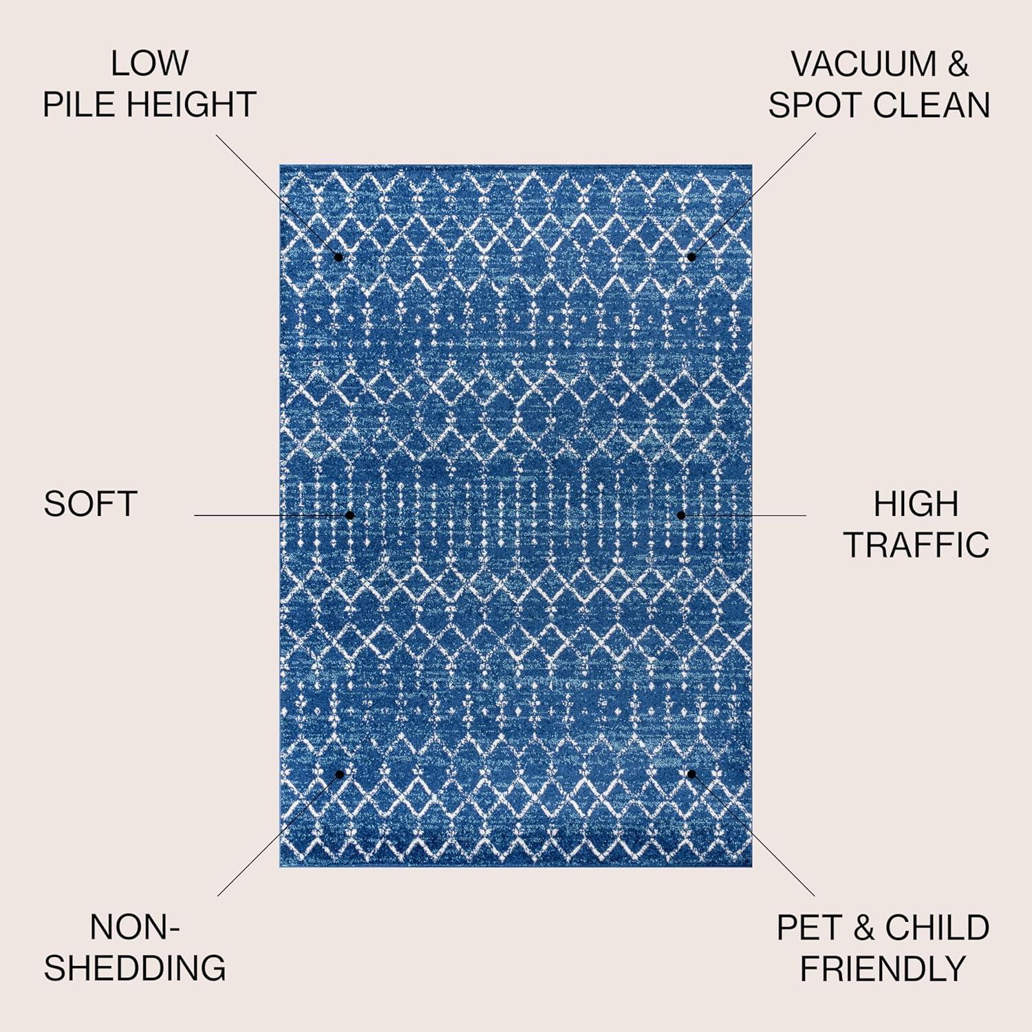 image:imageJONATHAN Y Boho Vintage Diamond CreamNavy Indoor Area Rug 9X12 ft Moroccan Hype for Living Room Bedroom Kitchen Office EasyCleaning High Traffic PetFriendly NonShedding MOH101F9BlueWhite