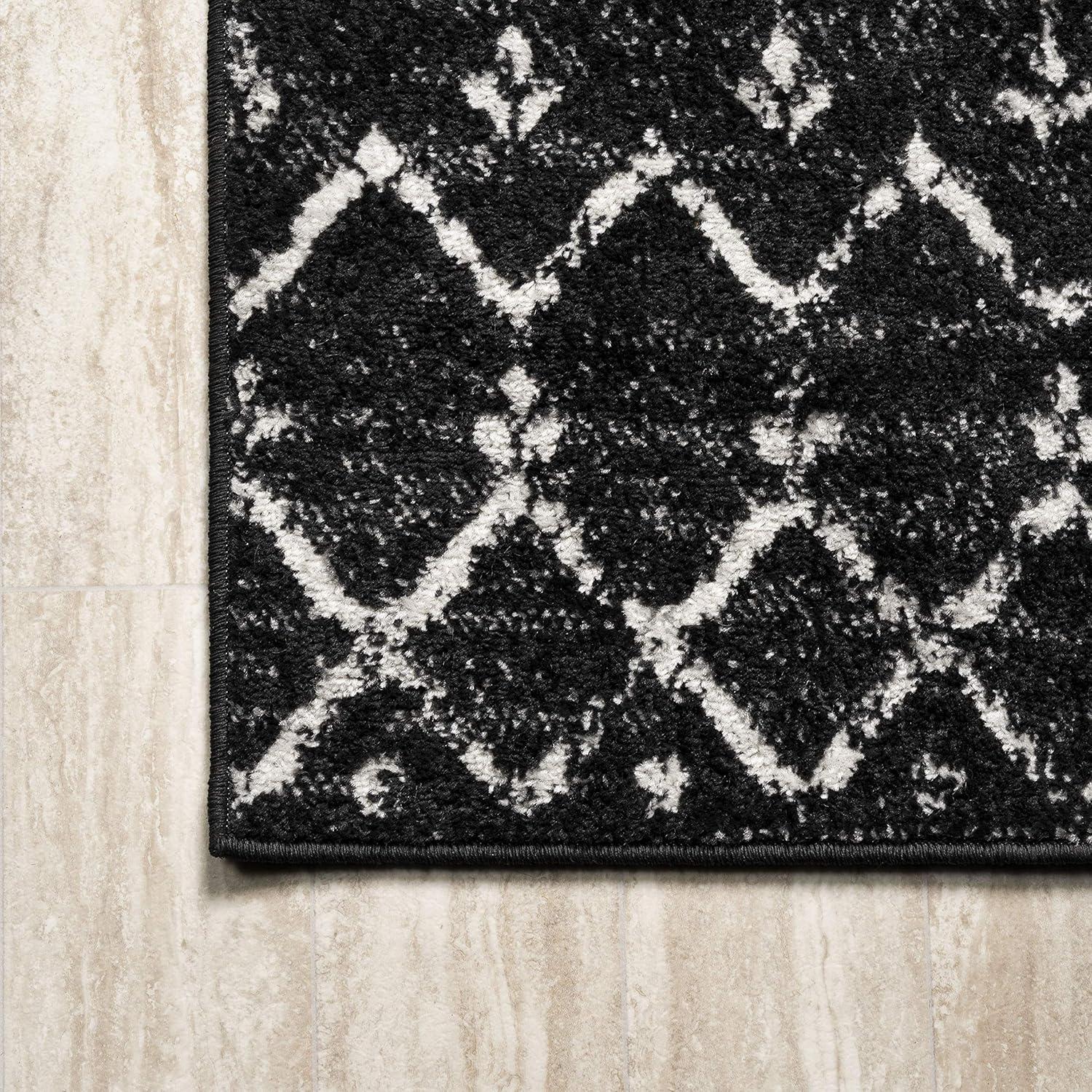 image:imageJONATHAN Y Boho Vintage Diamond CreamNavy Indoor Area Rug 9X12 ft Moroccan Hype for Living Room Bedroom Kitchen Office EasyCleaning High Traffic PetFriendly NonShedding MOH101F9BlackIvory