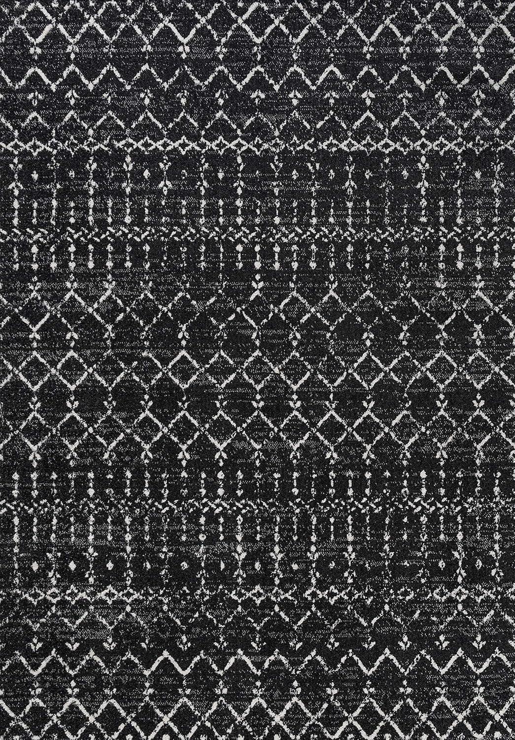 image:imageJONATHAN Y Boho Vintage Diamond CreamNavy Indoor Area Rug 9X12 ft Moroccan Hype for Living Room Bedroom Kitchen Office EasyCleaning High Traffic PetFriendly NonShedding MOH101F9BlackIvory